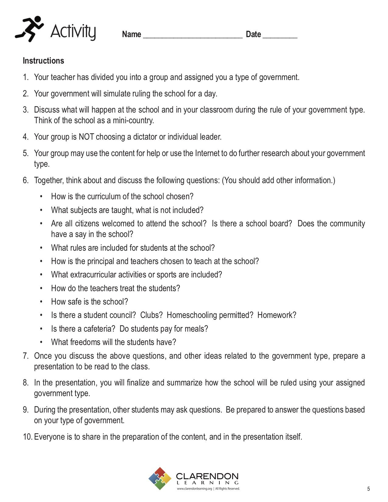 Forms Of Government Worksheet Government Types