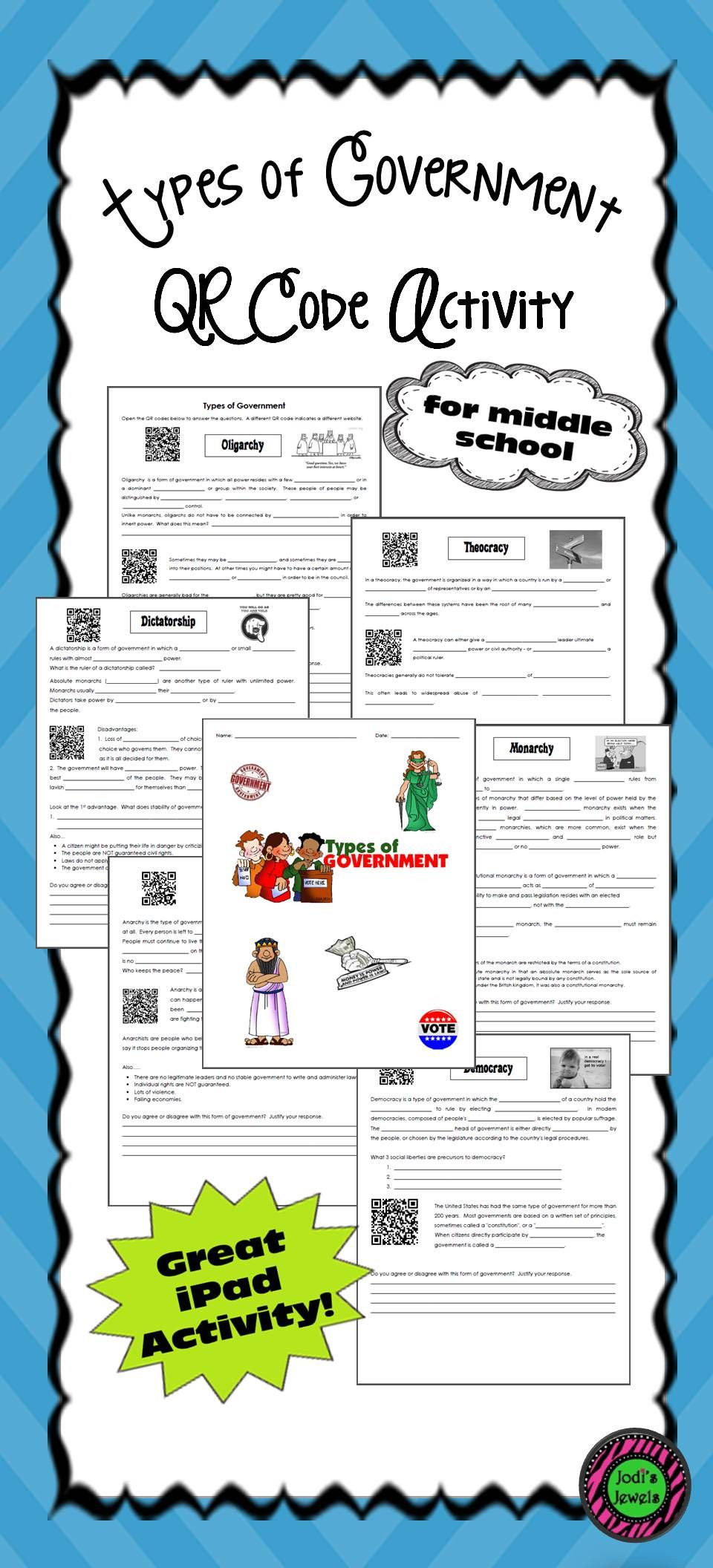 Forms Of Government Worksheet Ipad Activity Using Qr Codes Students Will Answer the