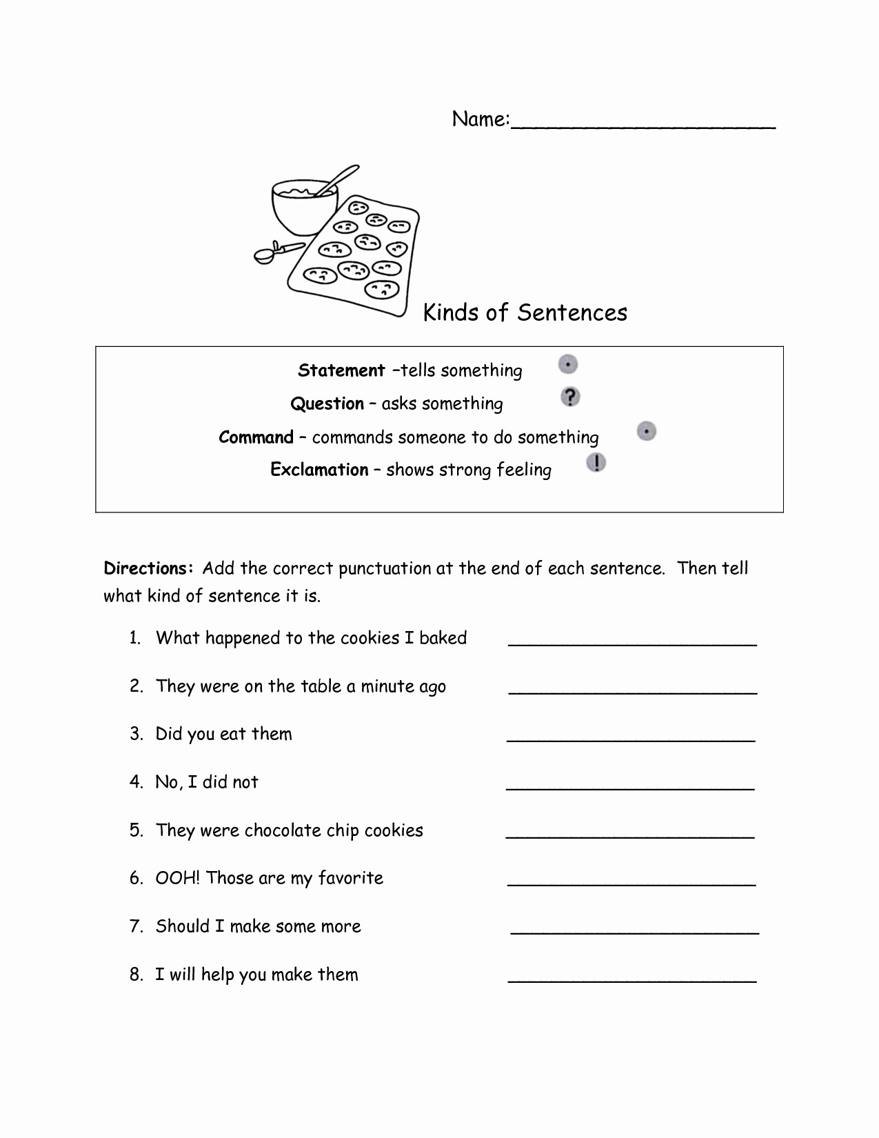 Four Types Of Sentences Worksheet Different Types Sentences Worksheet