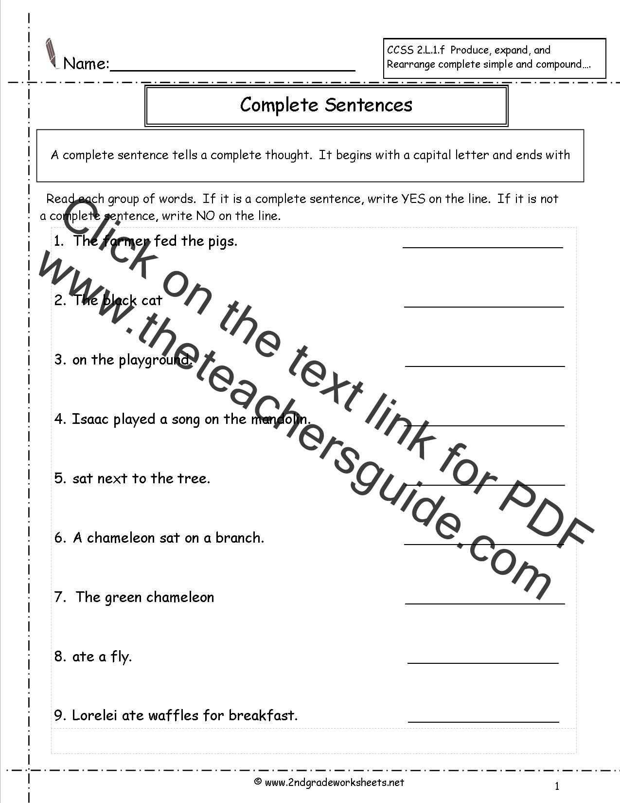 Four Types Of Sentences Worksheet Second Grade Sentences Worksheets Ccss 2 L 1 F Worksheets