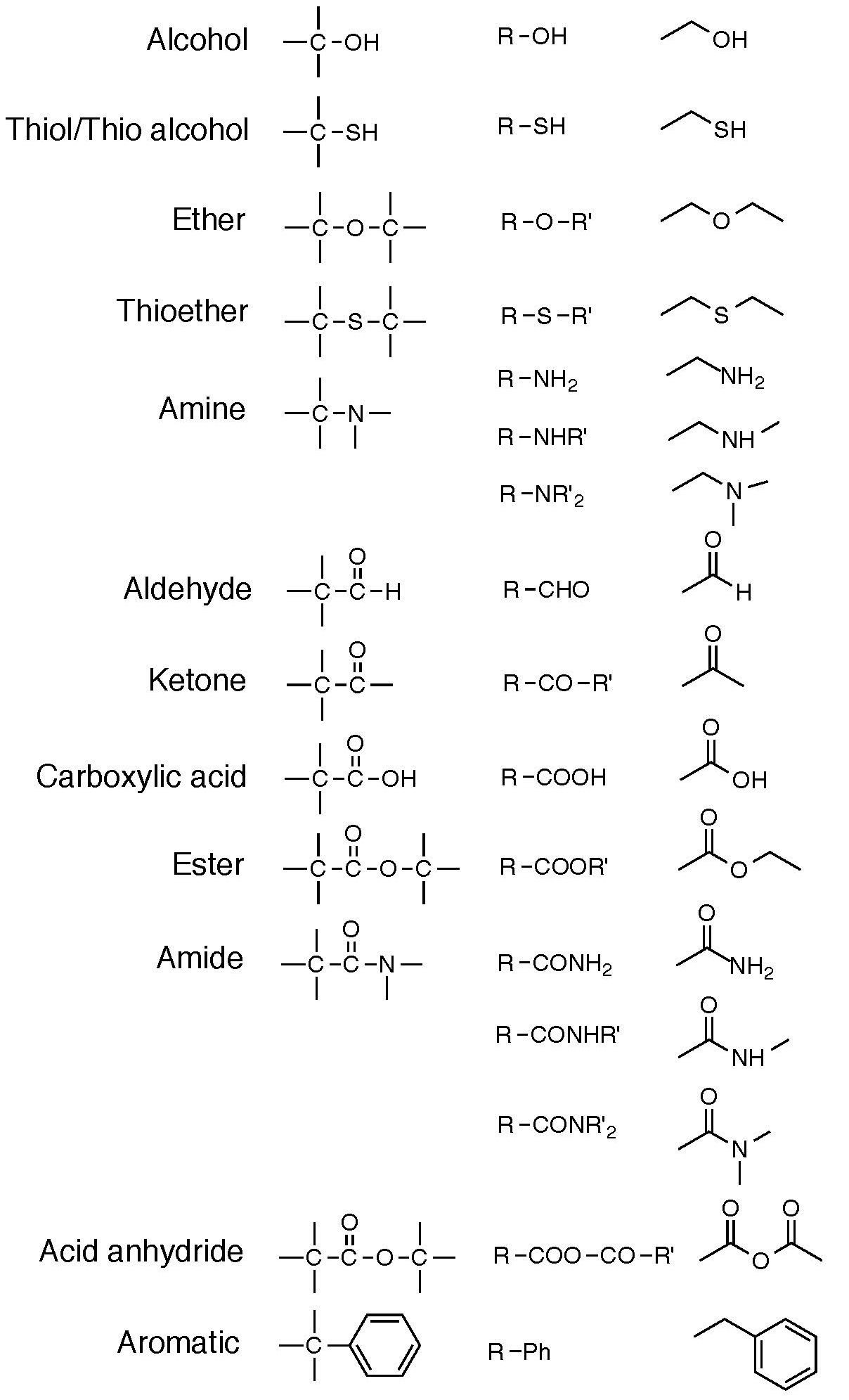 Functional Group Practice Worksheet A Table Showing the Functional Groups for Alcohol Thiol