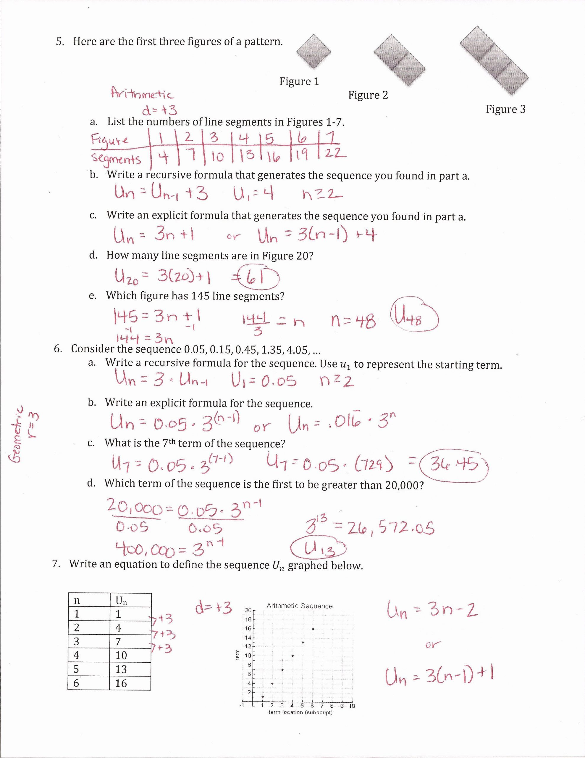 Geometric and Arithmetic Sequence Worksheet 50 Arithmetic Sequence Worksheet Answers In 2020