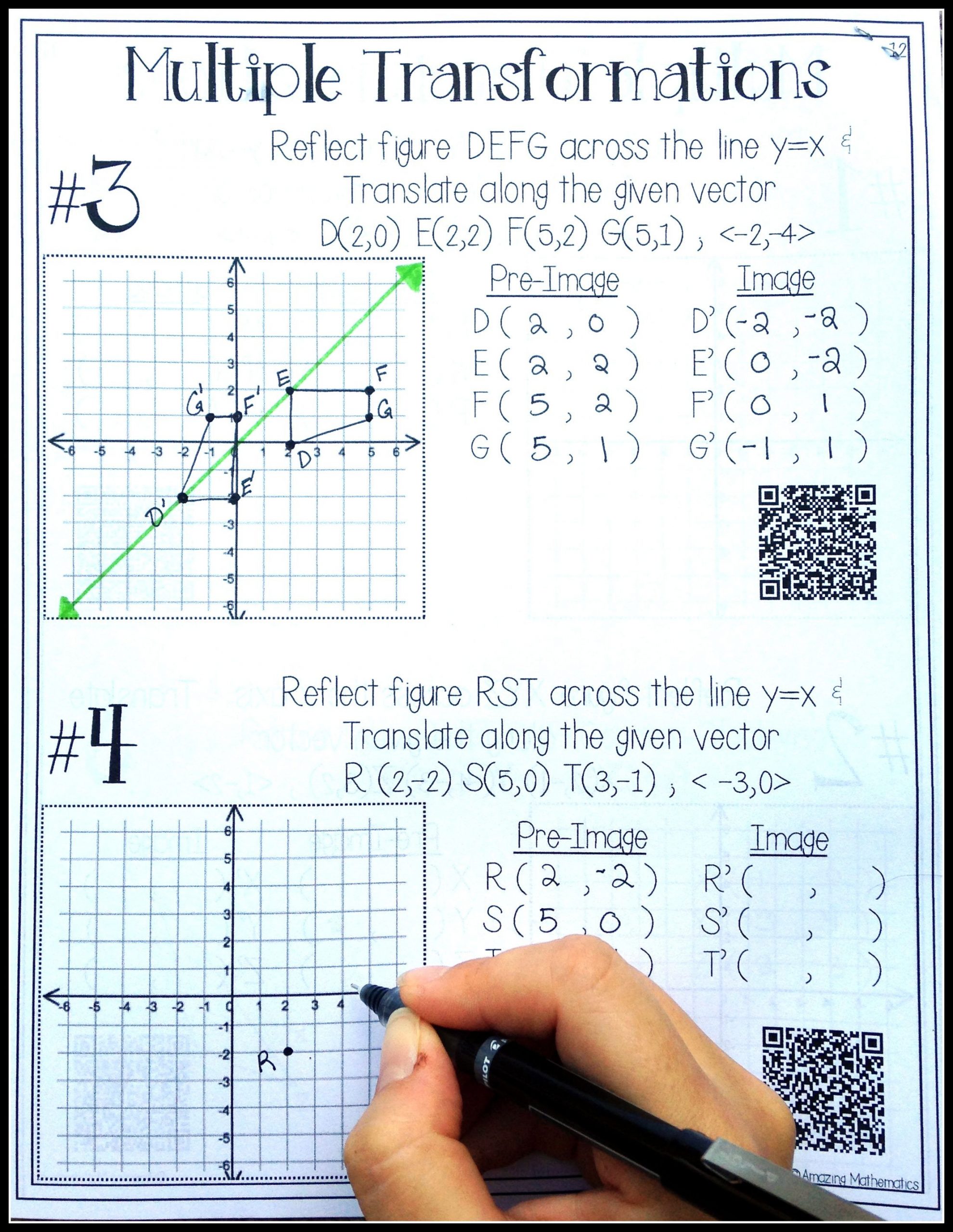 Geometry Worksheet Beginning Proofs Hs Geometry Transformations Workbook Translations