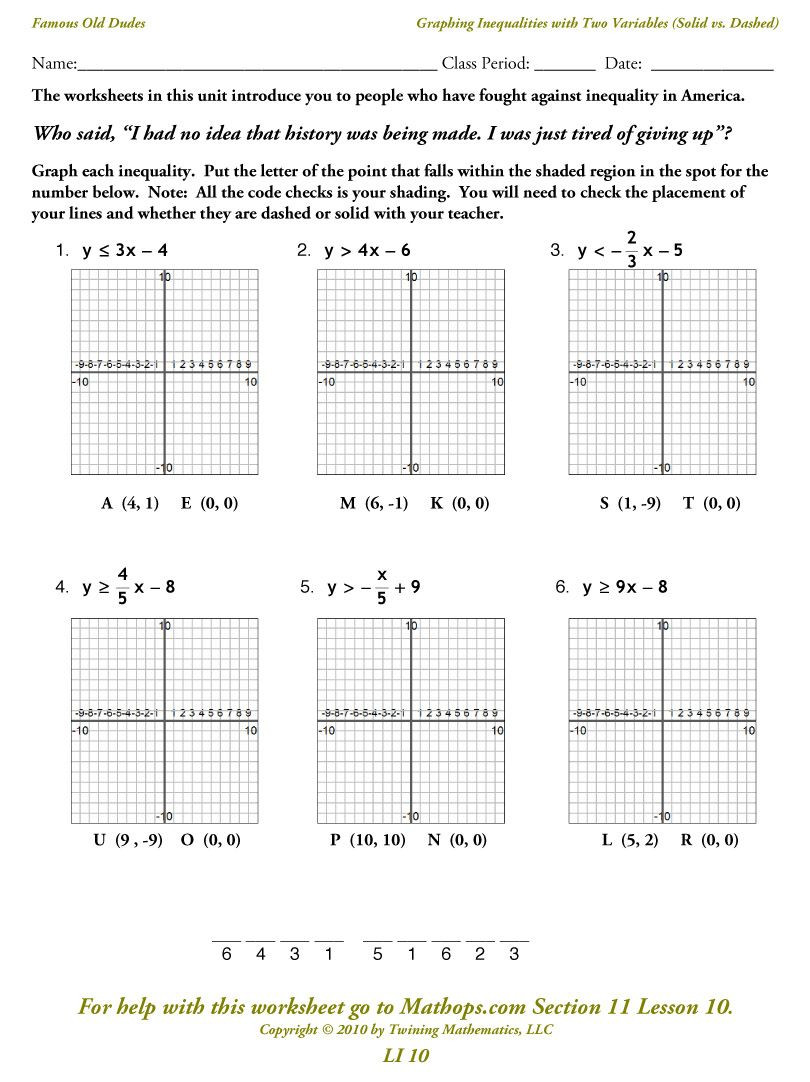Graphing Absolute Value Inequalities Worksheet Inequalities with Two Variables