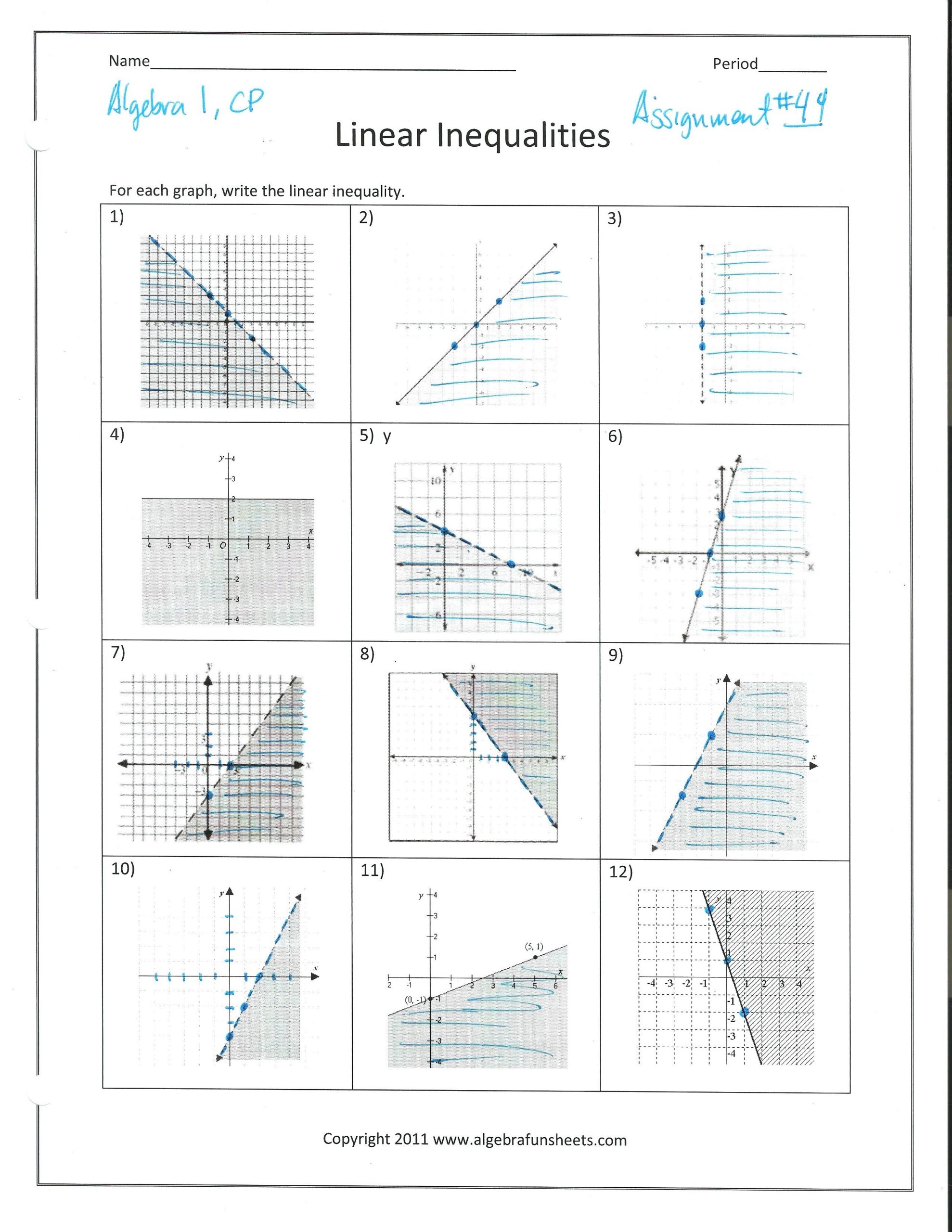 Graphing Linear Inequalities Worksheet Constructing Graphs Worksheet Verdonck