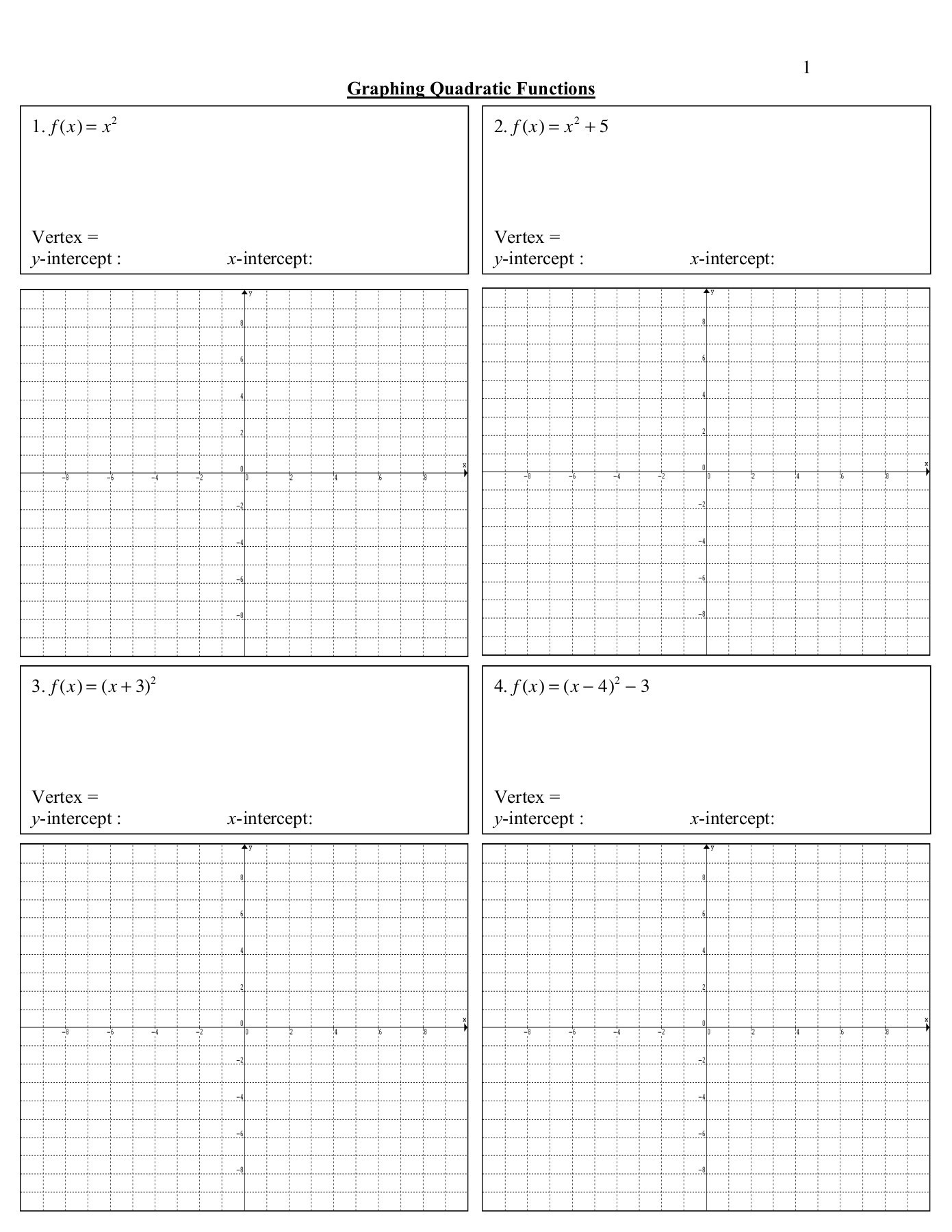 Graphs Of Functions Worksheet 3 Graphing Quadratic Functions Worksheet