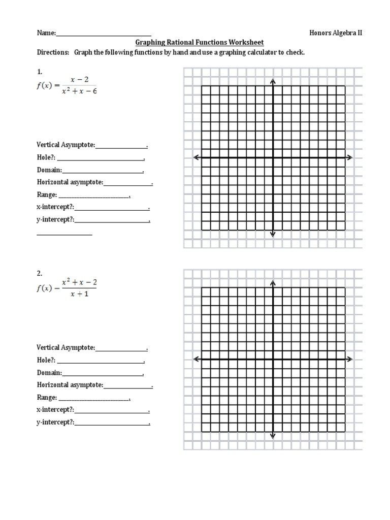 Graphs Of Functions Worksheet Graphing Rational Functions Wscx 2 asymptote