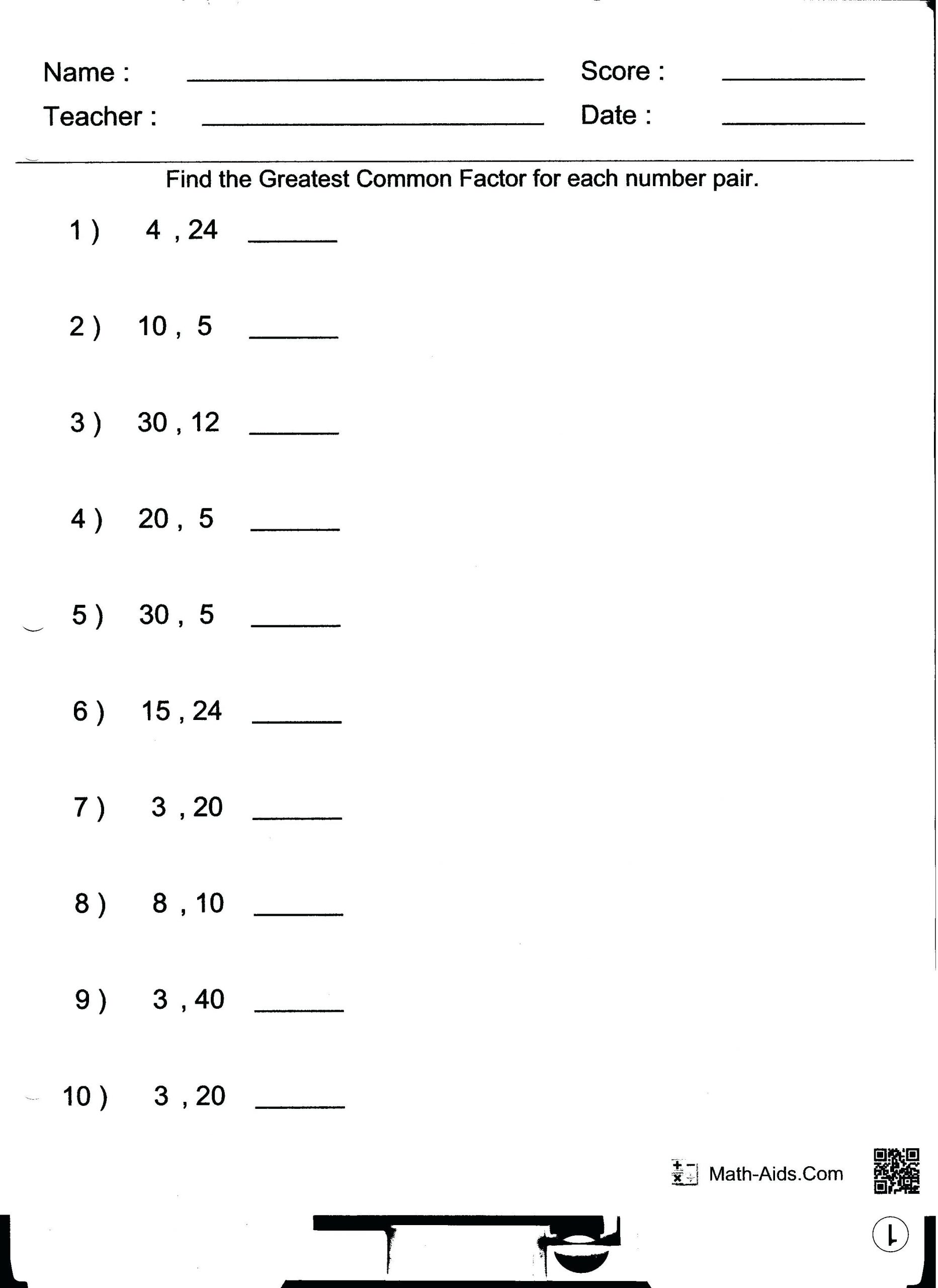 Greatest Common Factor Worksheet Mon Monomial Factor Worksheet
