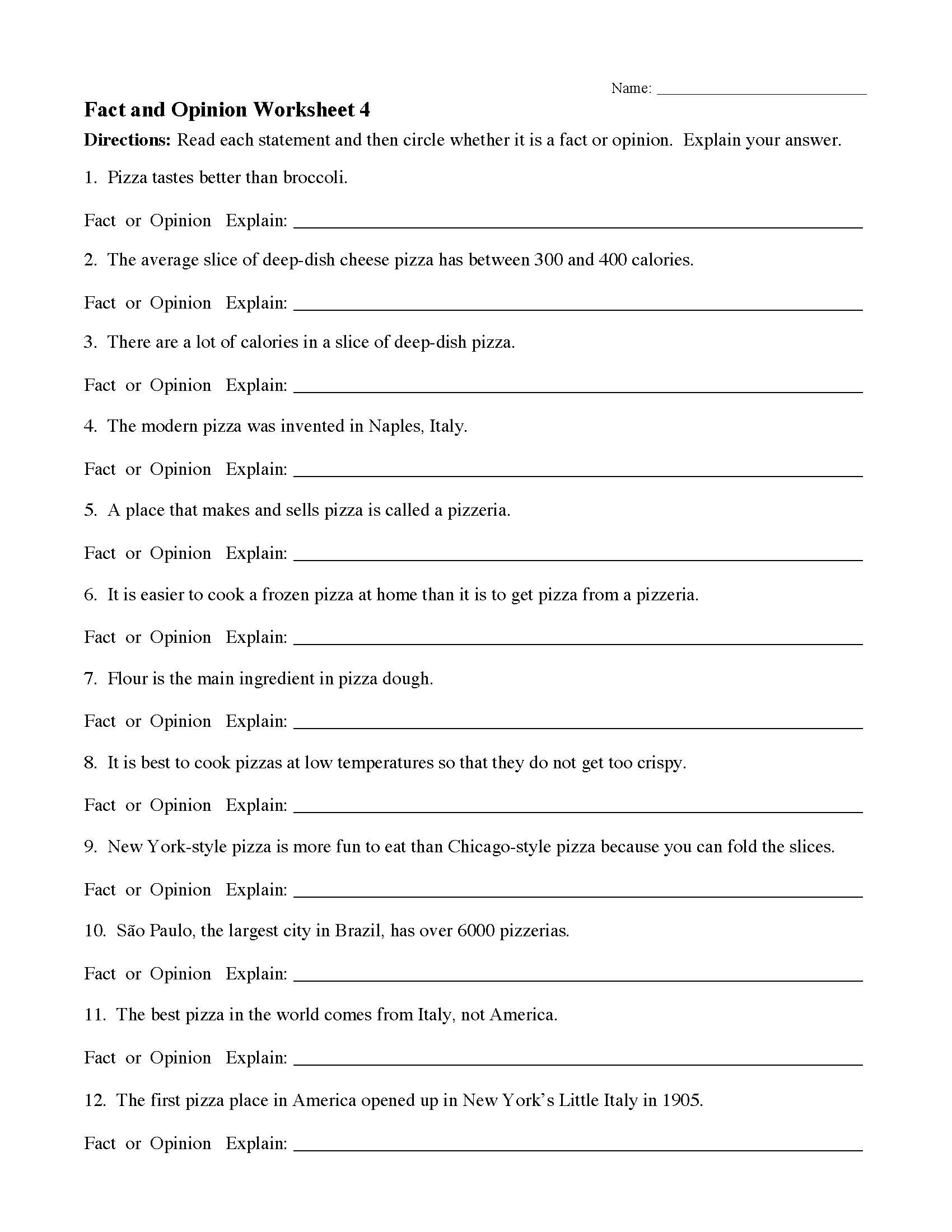 I Feel Statements Worksheet Fact and Opinion Worksheets