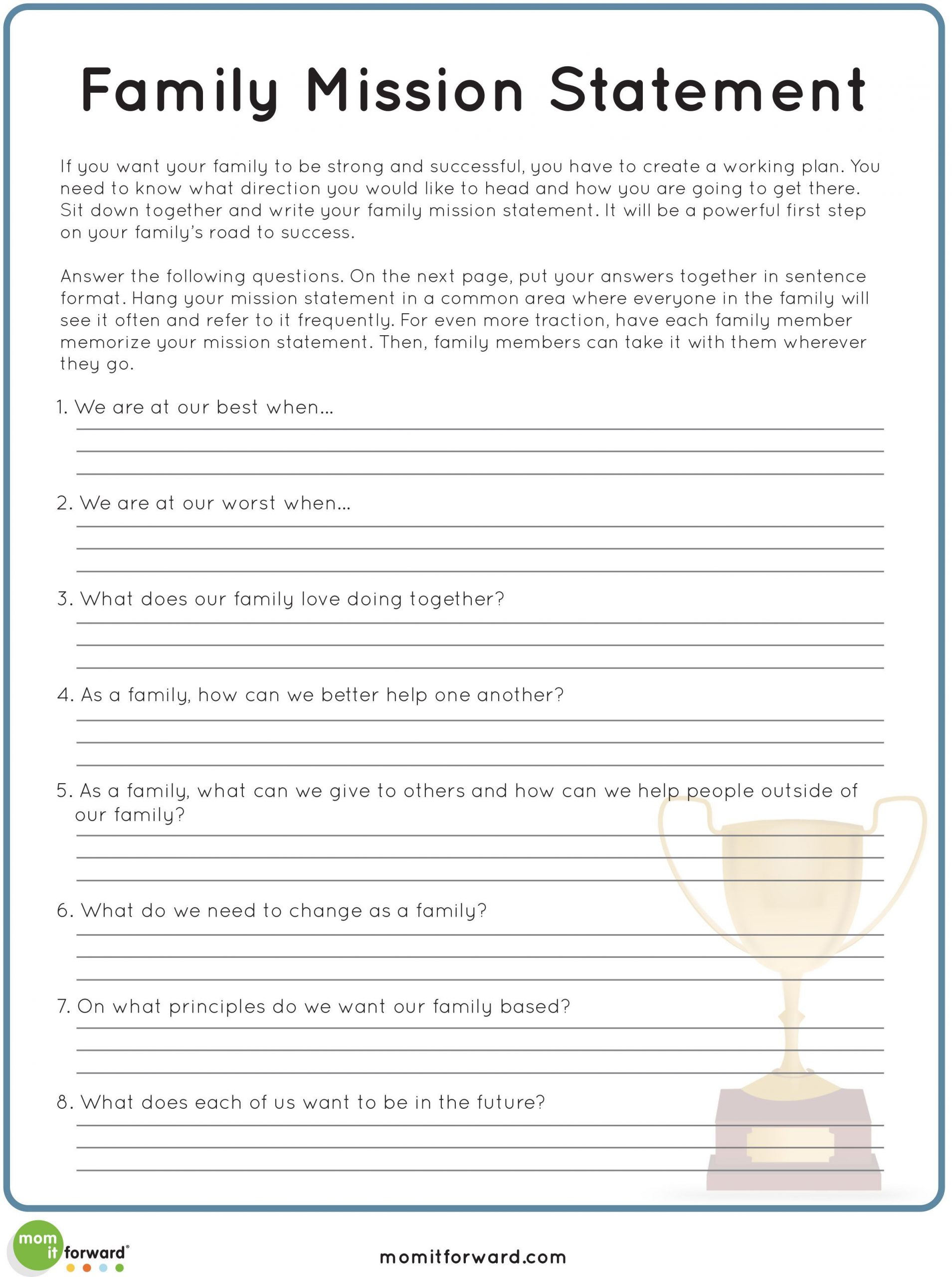 I Feel Statements Worksheet Printables to Create A Family Mission Statement Mom It