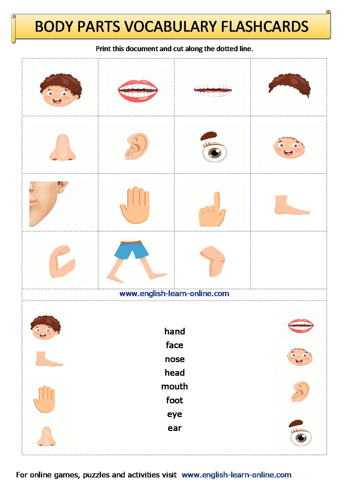 Inside the Living Body Worksheet Body Parts Vocabulary In English with Games