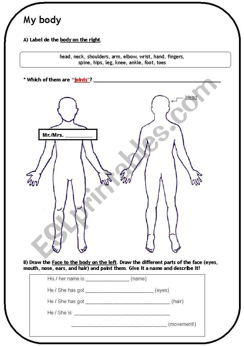 Joints and Movement Worksheet My Body Esl Worksheet by Martix22