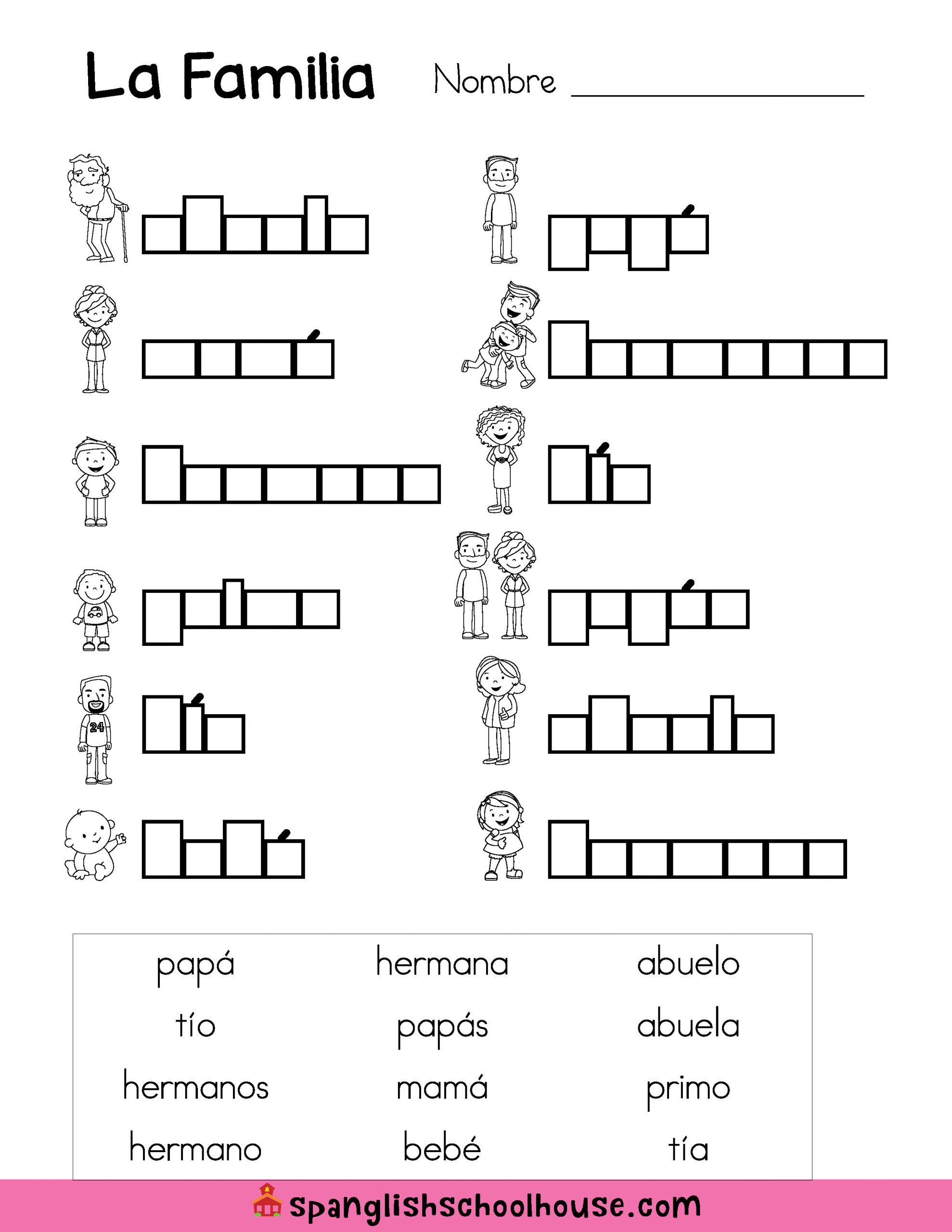 La Familia Worksheet In Spanish La Familia Family Vocabulary In Spanish