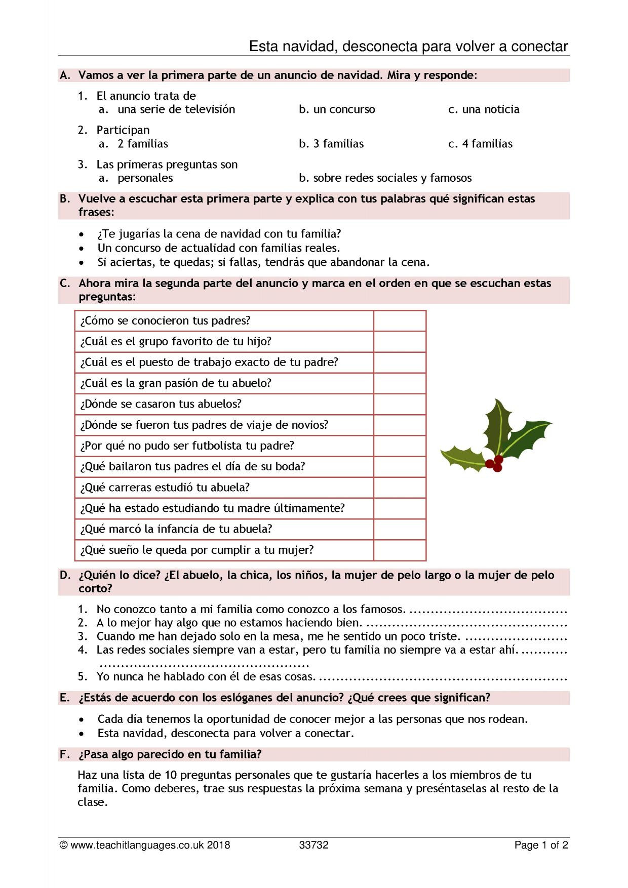 La Familia Worksheet In Spanish Mi Familia Worksheet In Spanish