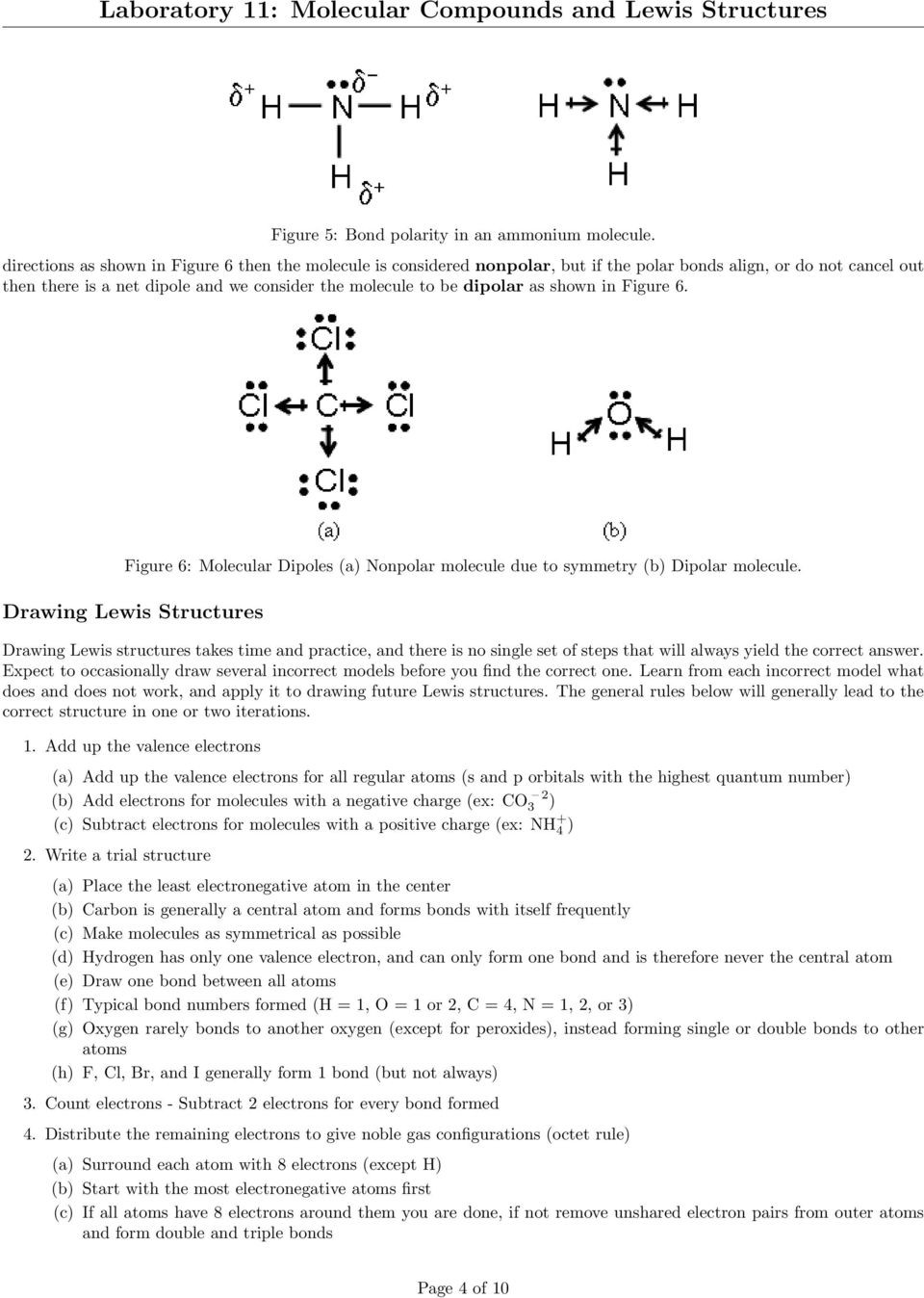 Lewis Structures Worksheet with Answers Laboratory 11 Molecular Pounds and Lewis Structures