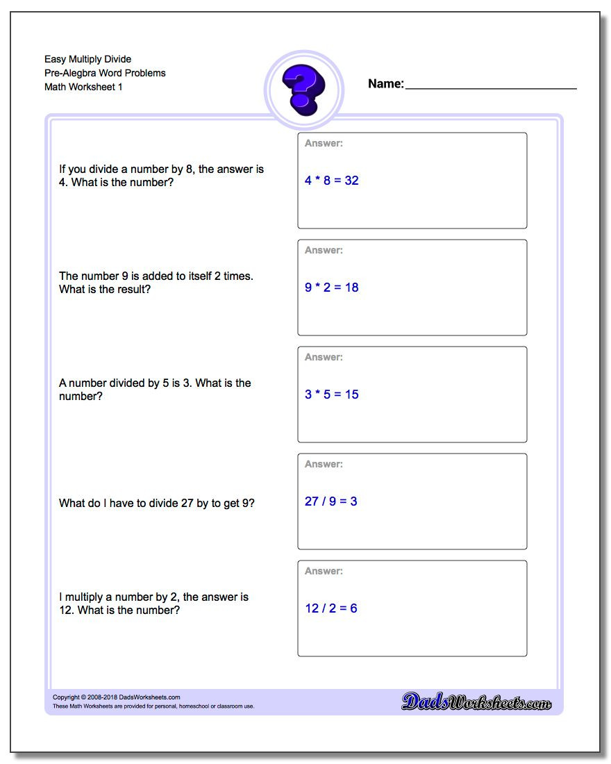 Linear Word Problems Worksheet Pre Algebra Word Problems