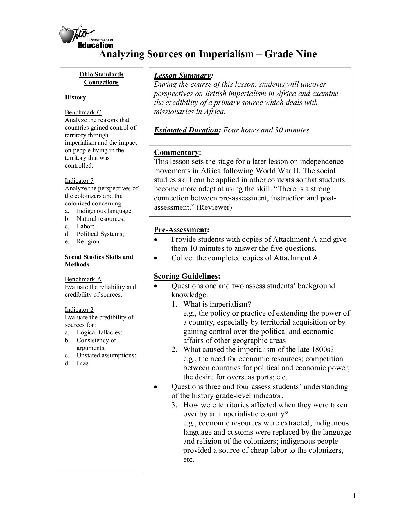 Logical Fallacies Worksheet with Answers Analyzing sources On Imperialism – Grade Nine Pages 1 16