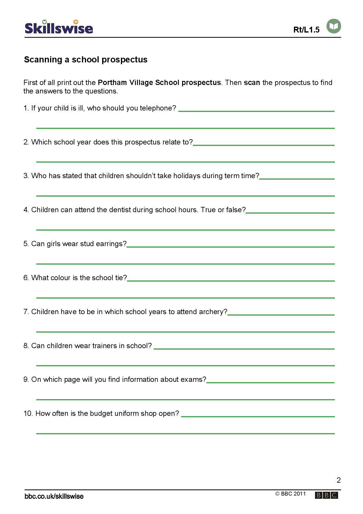 Macromolecules Worksheet 2 Answers Exercise In Scanning An Example Of A School Prospectus to
