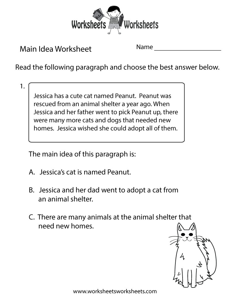 Main Idea Worksheet 4th Grade Main Idea Worksheet 5 Worksheet List