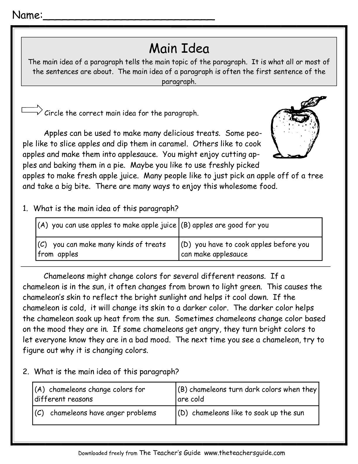 Main Idea Worksheet 4th Grade Main Idea Worksheets From the Teacher S