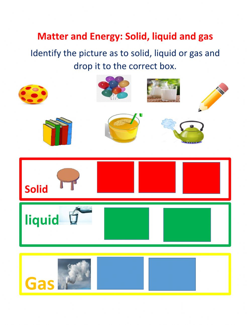 Matter and Energy Worksheet Matter and Energy Interactive Worksheet