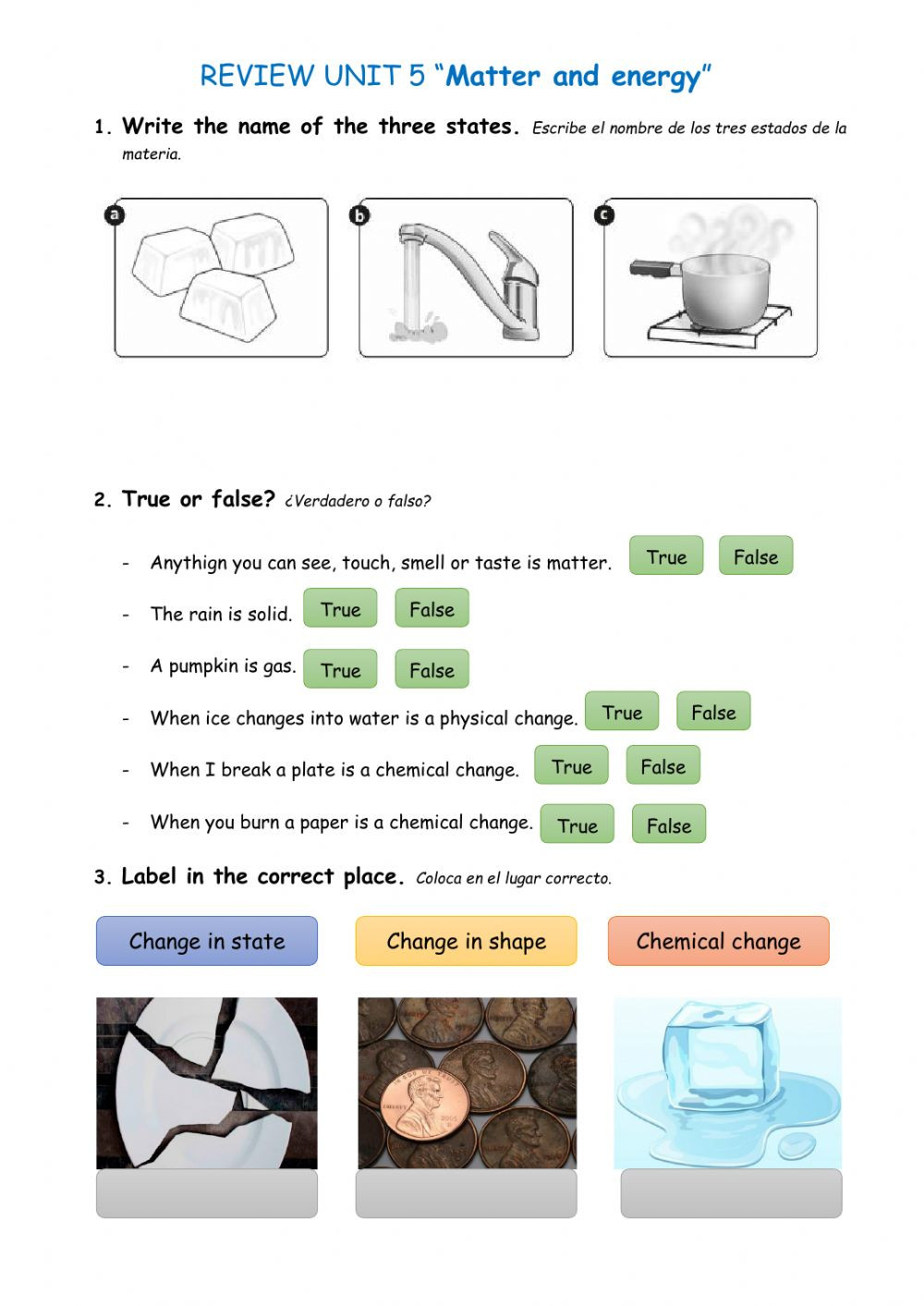 Matter and Energy Worksheet Natural Science Matter and Energy Interactive Worksheet