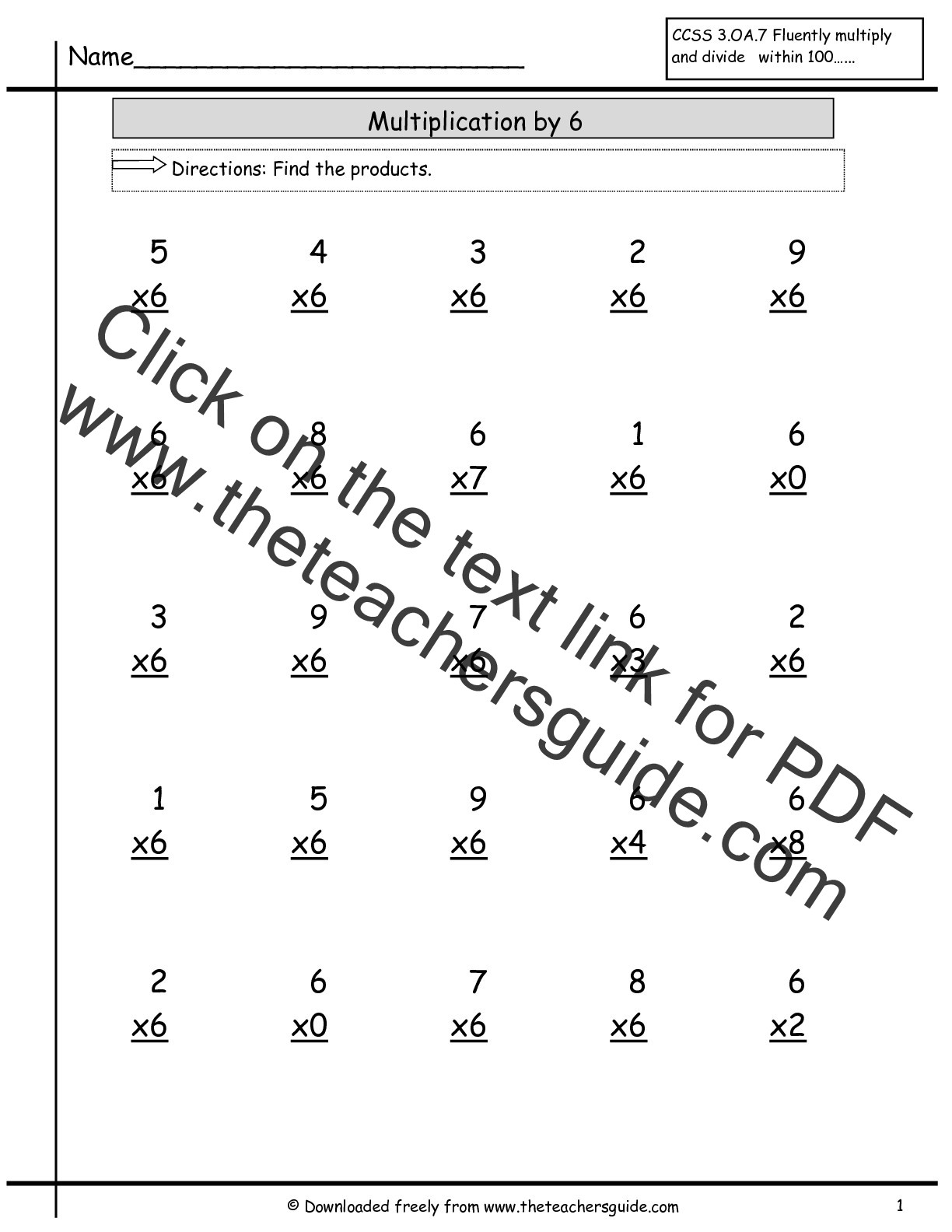 Multiplying by 6 Worksheet Multiplication Facts Worksheets From the Teacher S Guide