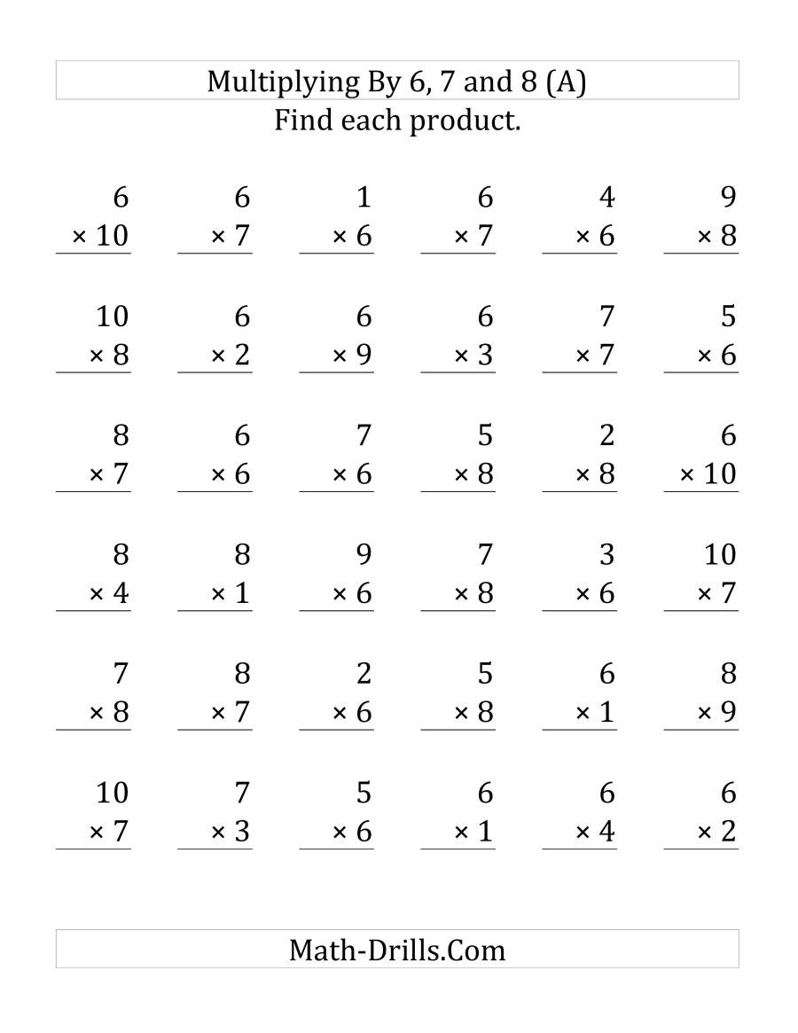 Multiplying by 6 Worksheet Multiplying to by and Questions Per Multiplication Facts