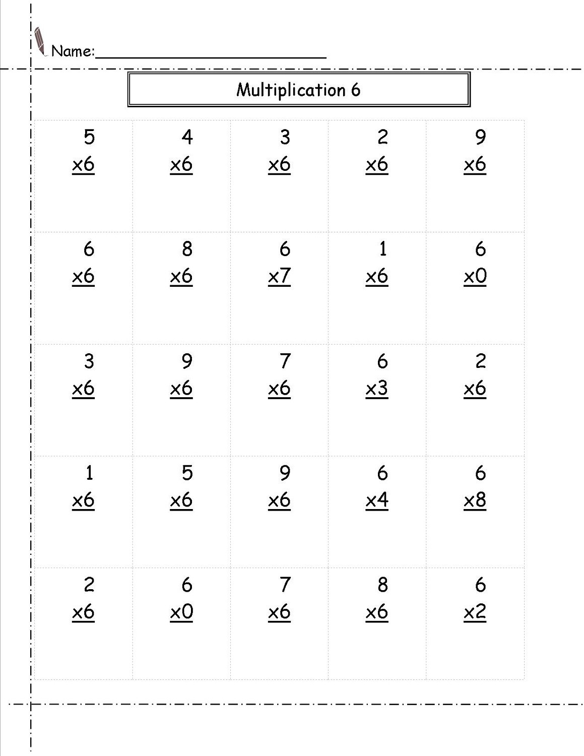 Multiplying by 6 Worksheet Printable 6 Times Table Worksheets