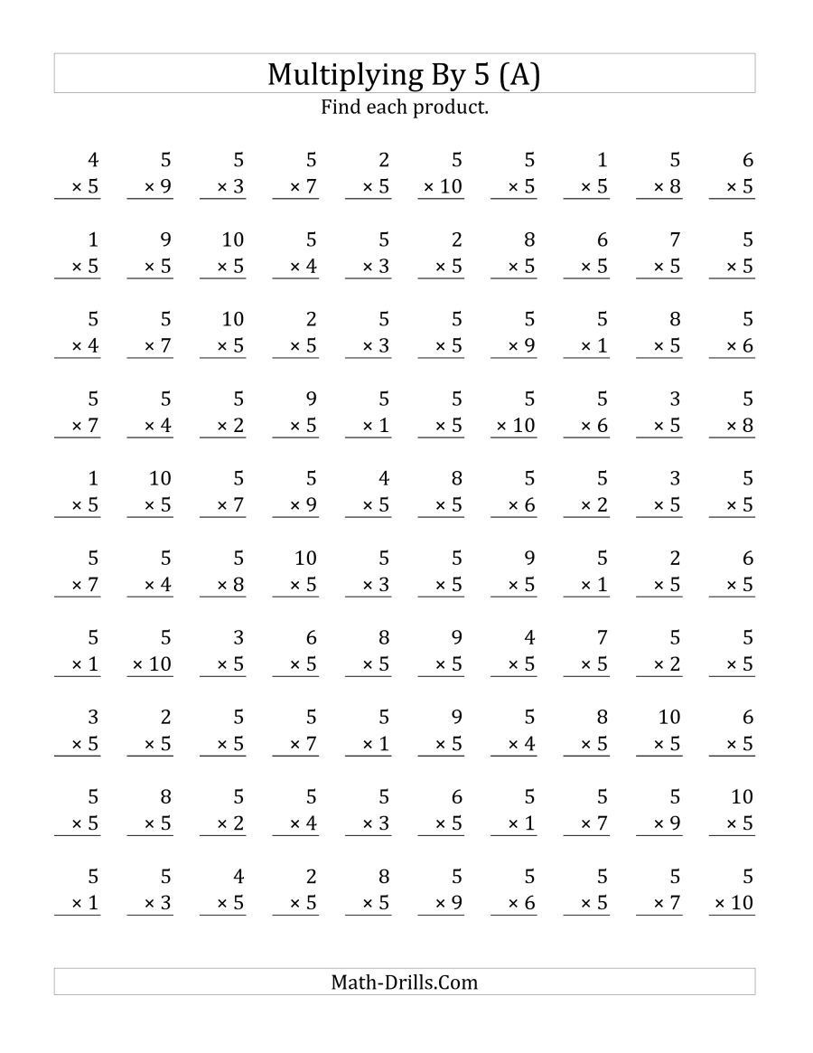 Multiplying by 6 Worksheet the Multiplying 1 to 10 by 5 A Math Worksheet From the