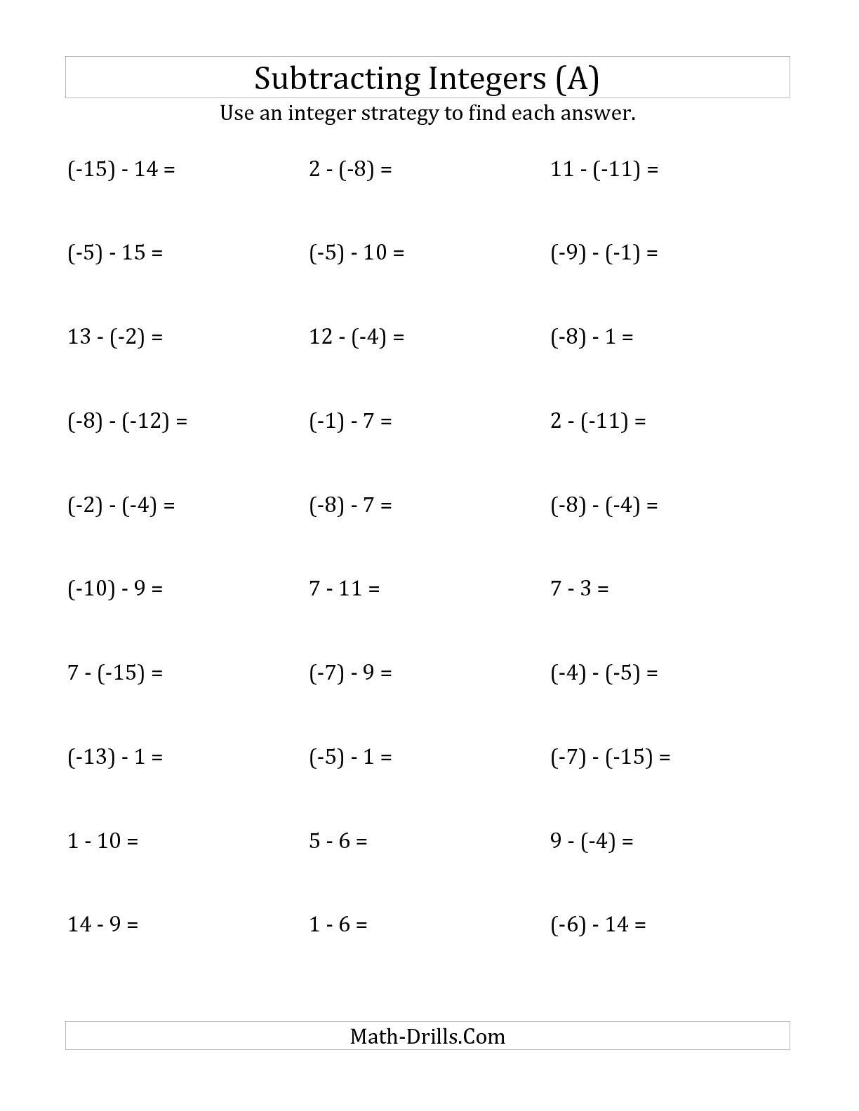 Multiplying Negative Numbers Worksheet Negative Integers Worksheets