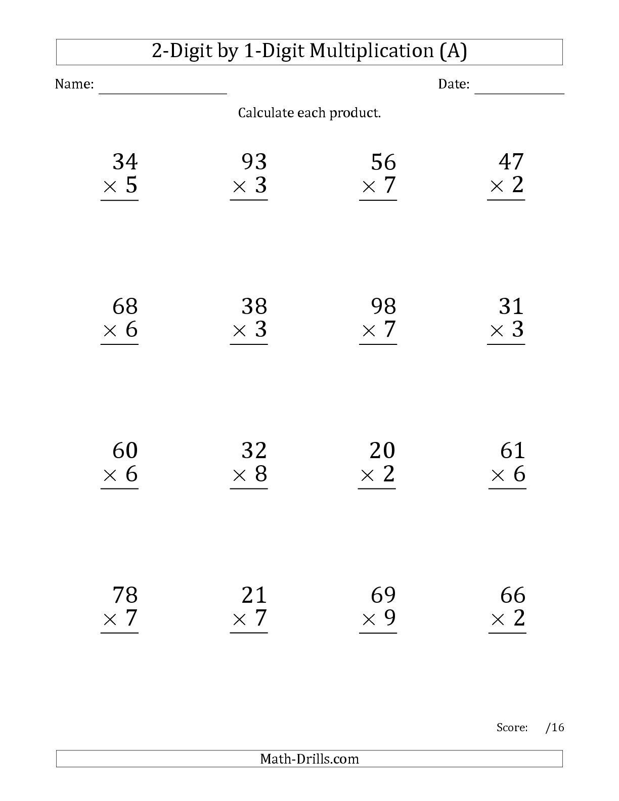 Multiplying Negative Numbers Worksheet the Multiplying Digit by Numbers Print Math Worksheets
