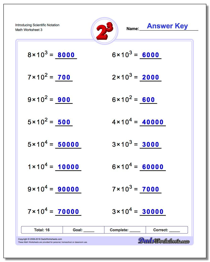 Multiplying Scientific Notation Worksheet Powers Of Ten and Scientific Notation