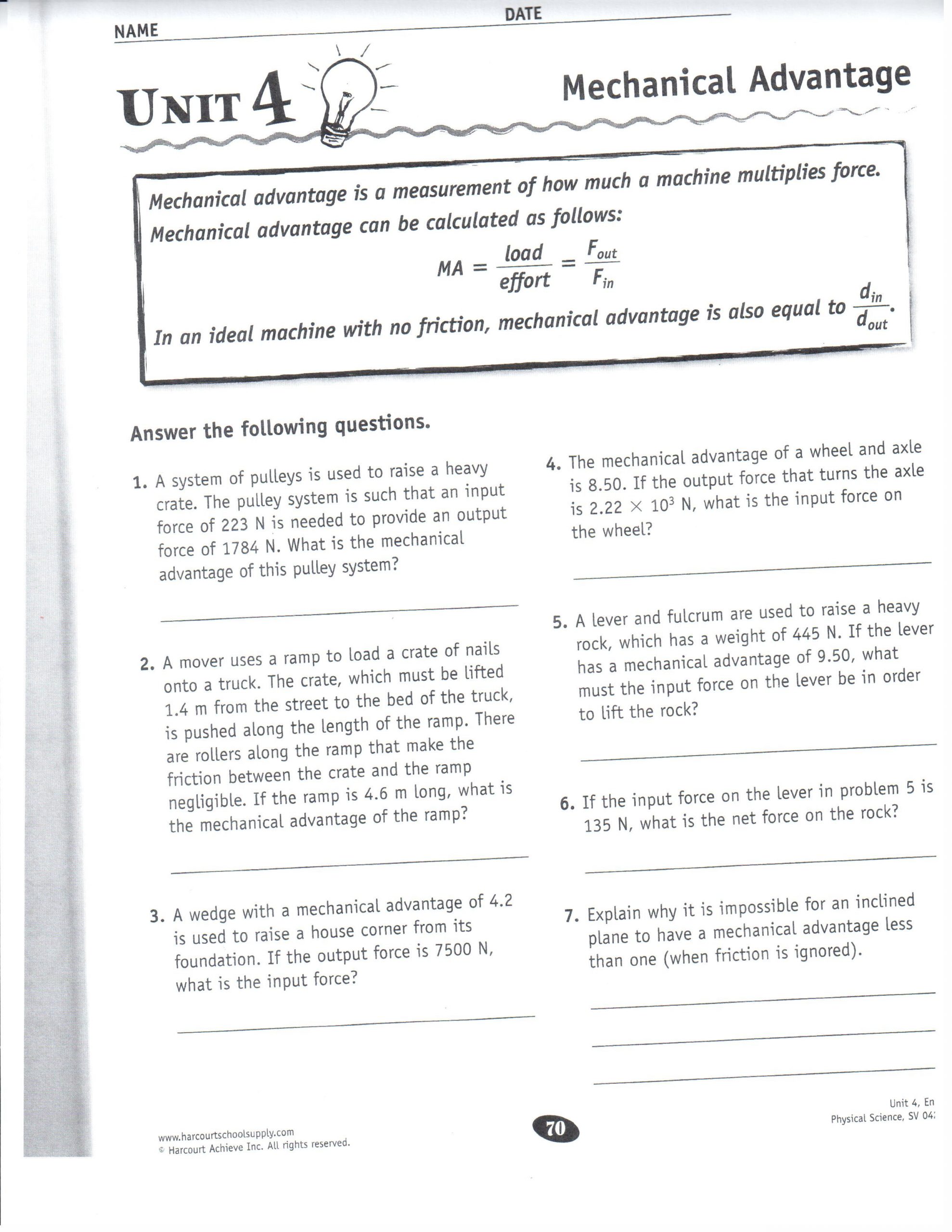 Net force Worksheet Answers force Worksheet for Grade 4 Qistions
