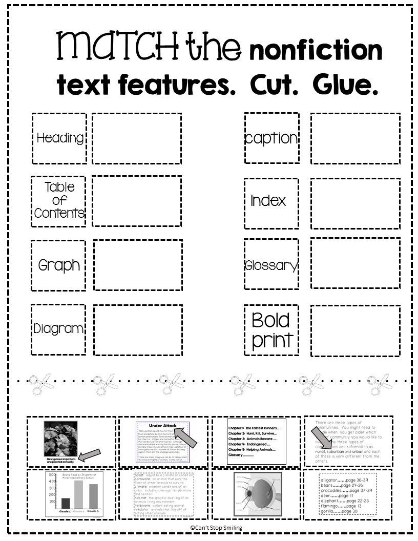 Nonfiction Text Features Worksheet Free Nonfiction Text Features Matching Activity
