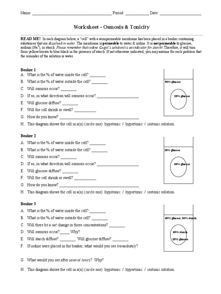 Osmosis and tonicity Worksheet Session 3 Osmosis tonicity Worksheet Osmosis