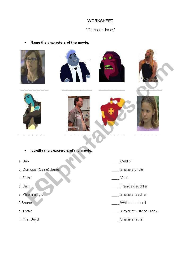 Osmosis Jones Movie Worksheet English Worksheets Health Vocabulary to Health In