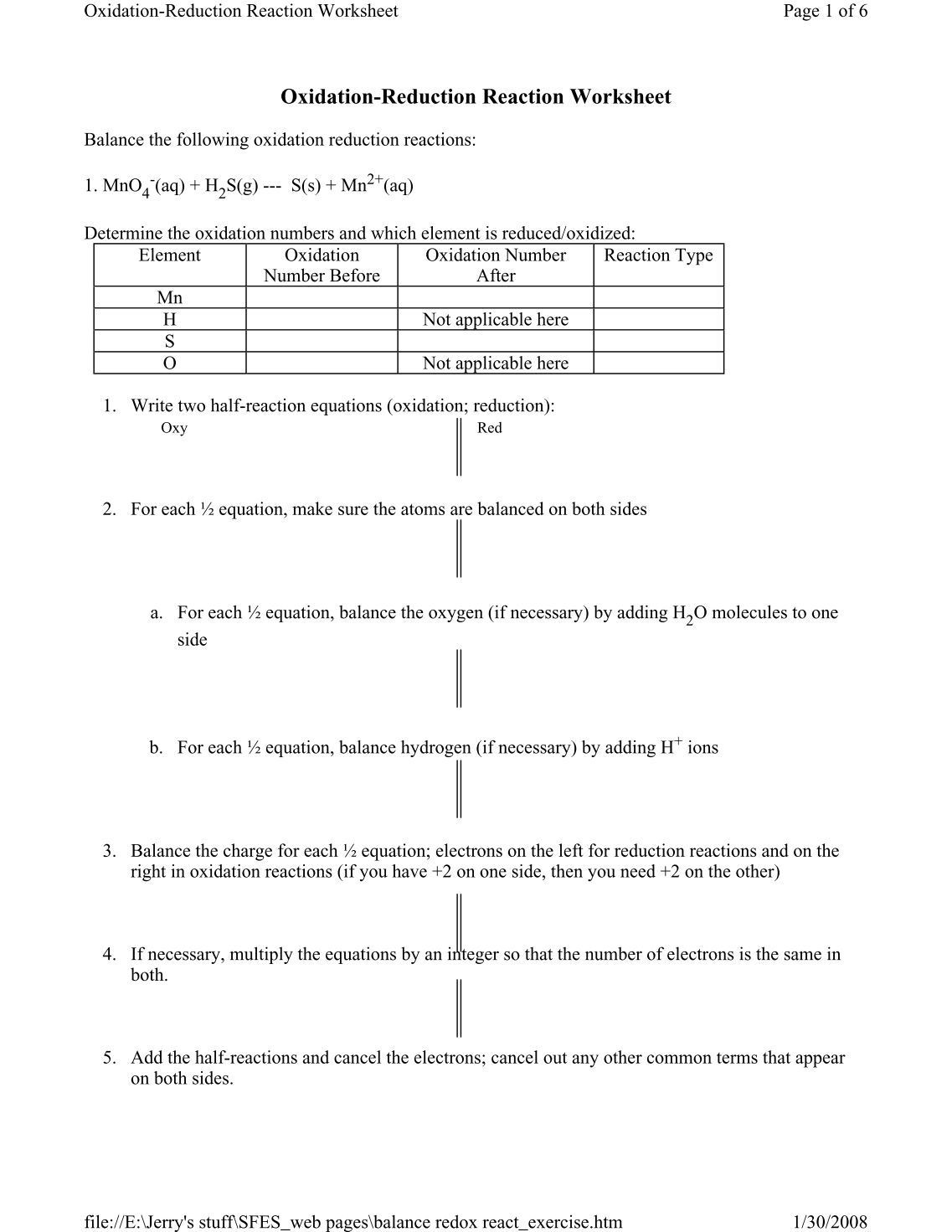 Oxidation Reduction Worksheet Answers 35 Oxidation Reduction Reactions Worksheet Answers