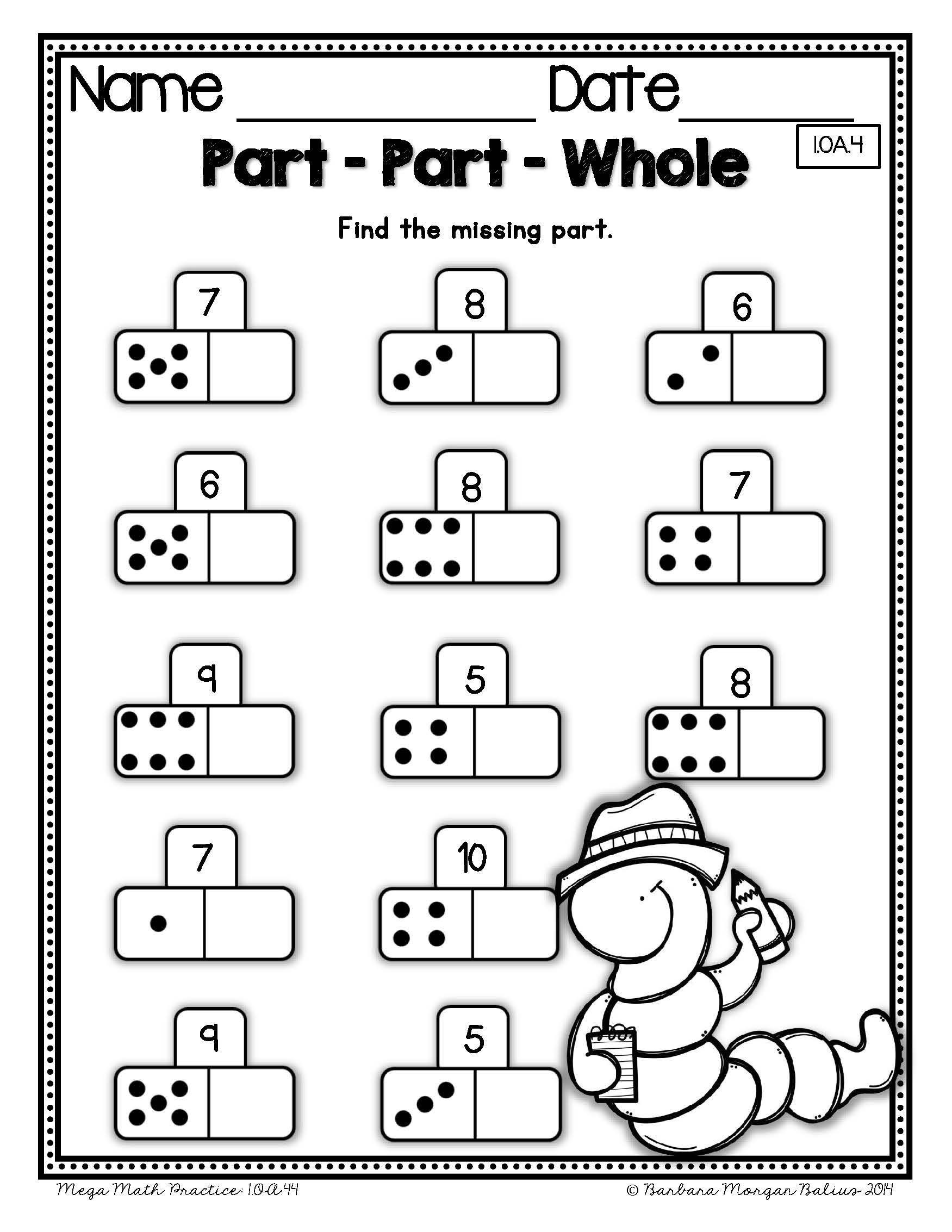 Part Part whole Worksheet De Posing Numbers Kindergarten Worksheets Printable