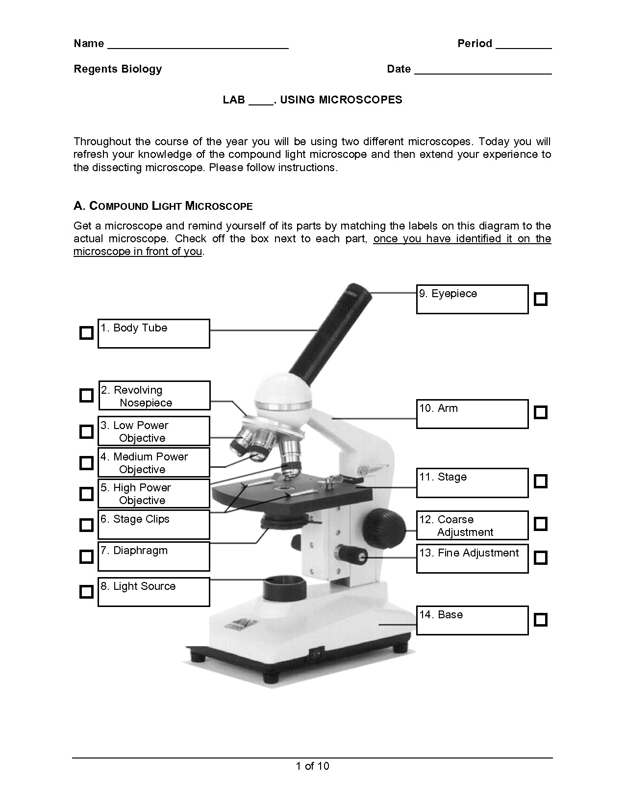 Parts Of A Microscope Worksheet Microscope Parts Worksheet Print Out