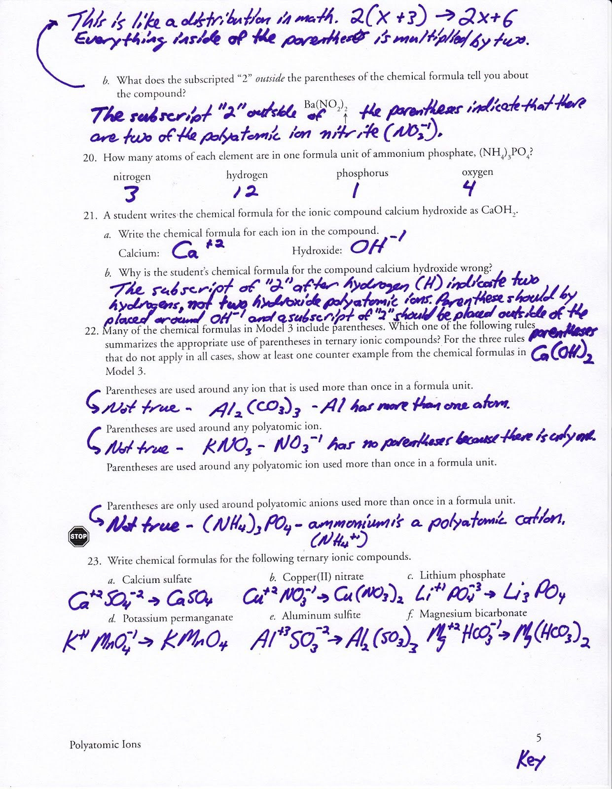 Periodic Trends Worksheet Answers Polyatomic Ions Worksheet Answer Key