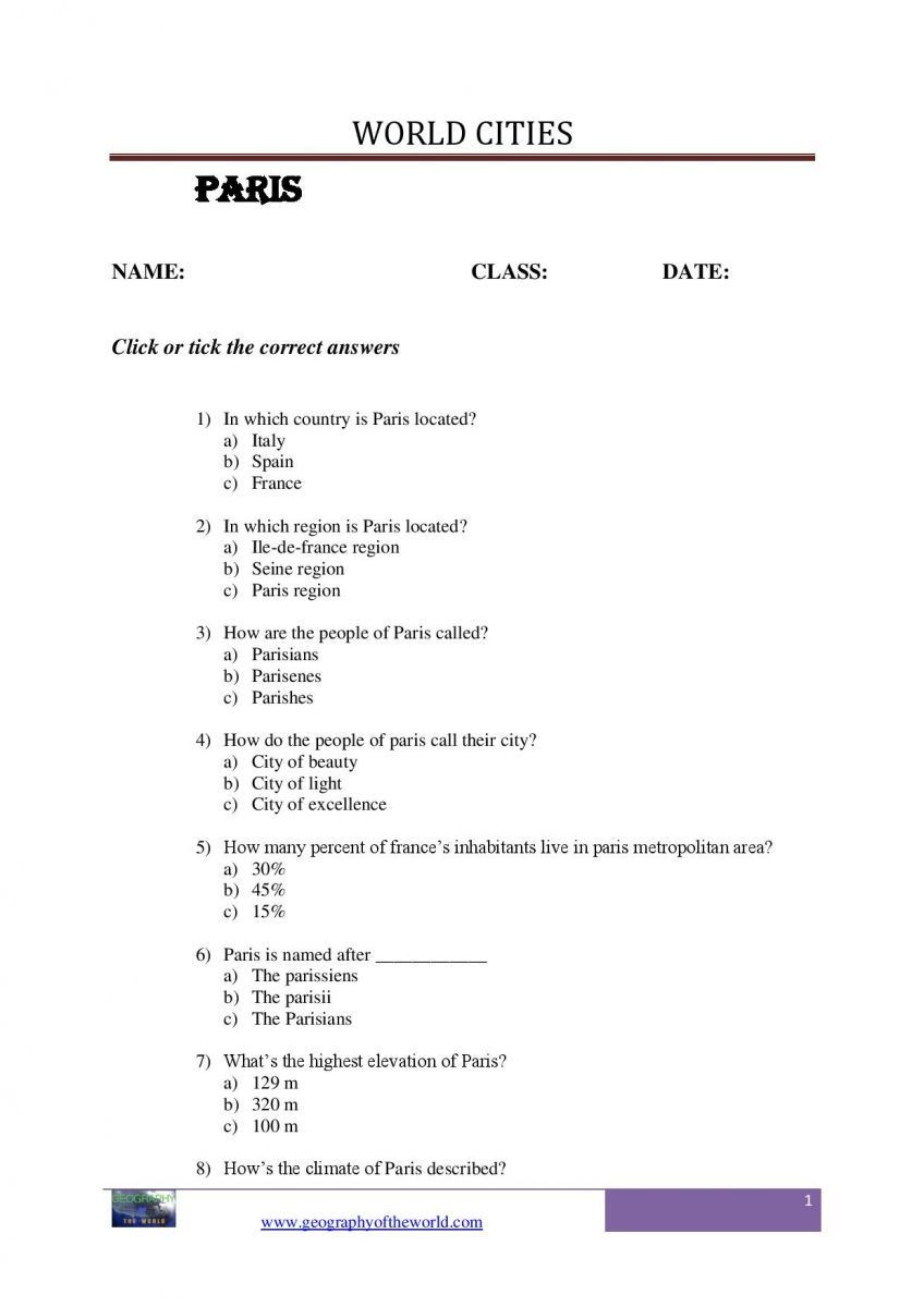 Planet Earth Freshwater Worksheet Answers Learn About Paris with Paris Worksheet