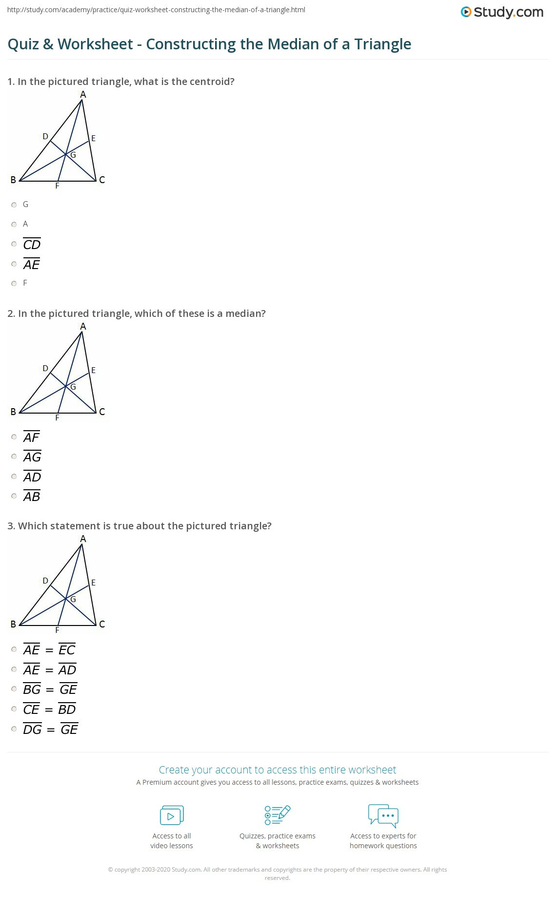 Points Of Concurrency Worksheet A Median Triangle Worksheet