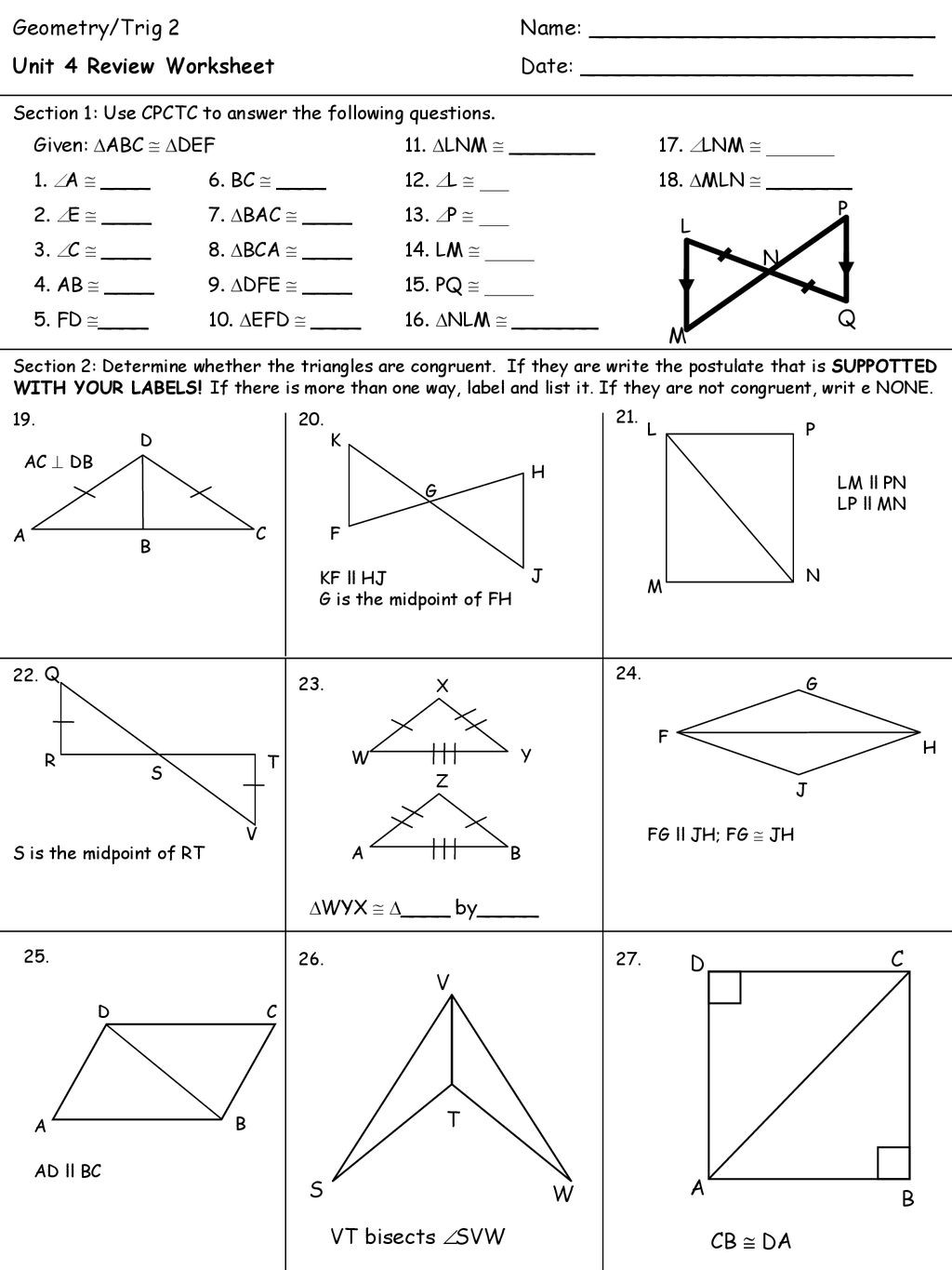 Points Of Concurrency Worksheet Geometry Trig 2 Name Ppt