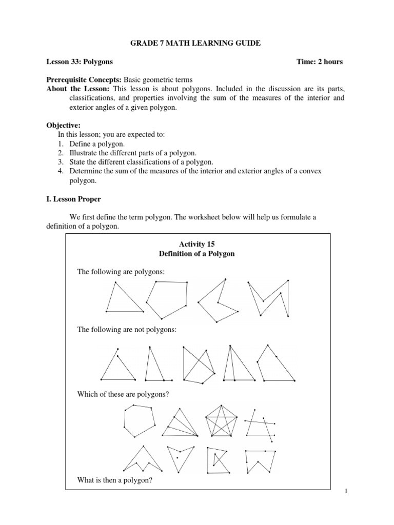 Polygon and Angles Worksheet Lesson 33 Geometry Polygons Lg Polygon