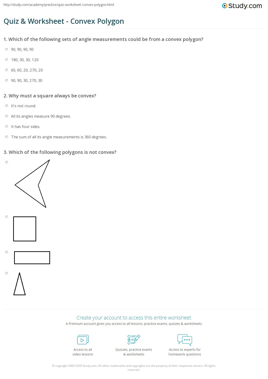 Polygon and Angles Worksheet Quiz &amp; Worksheet Convex Polygon