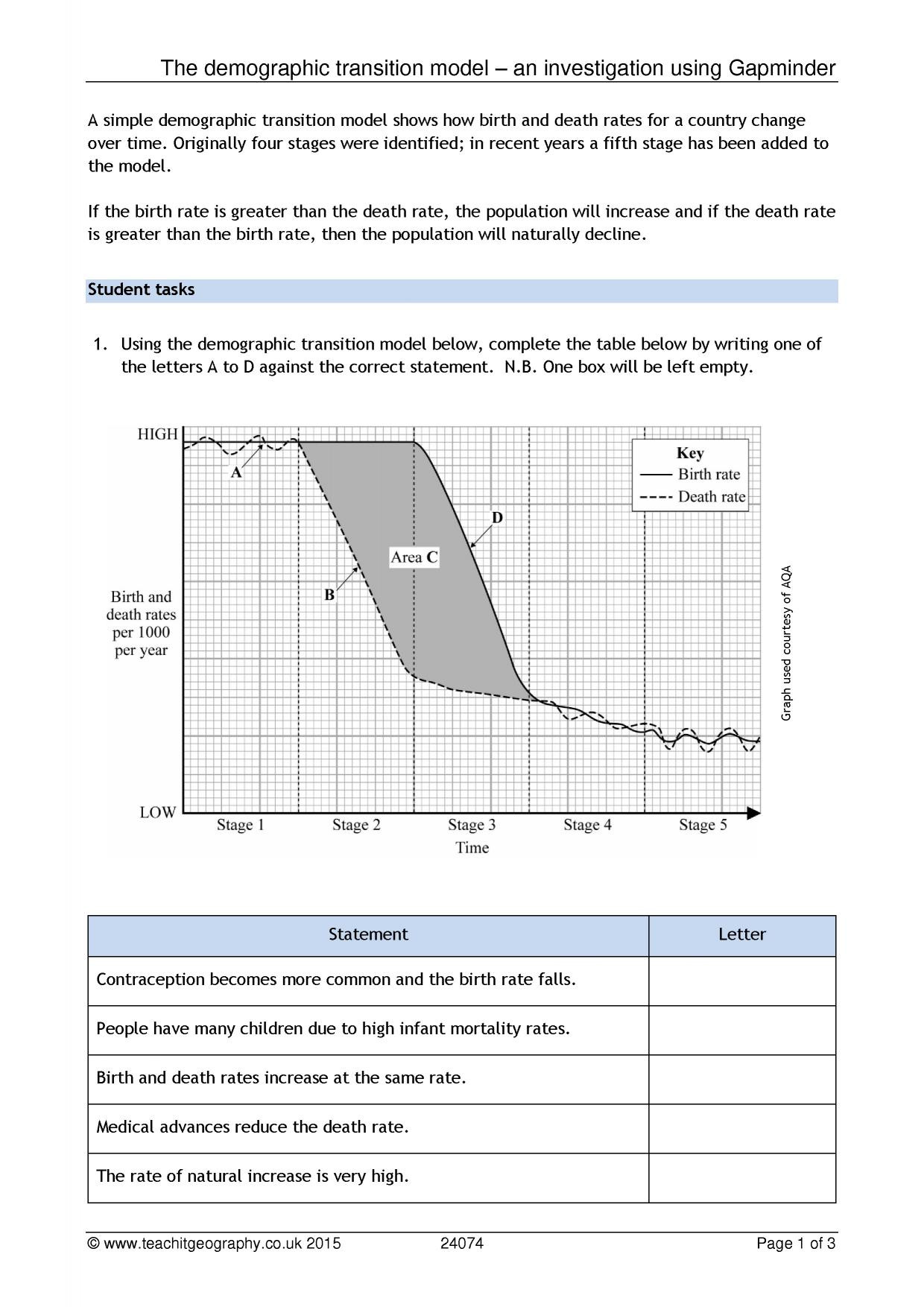 Population Growth Worksheet Answers Population Growth and Change
