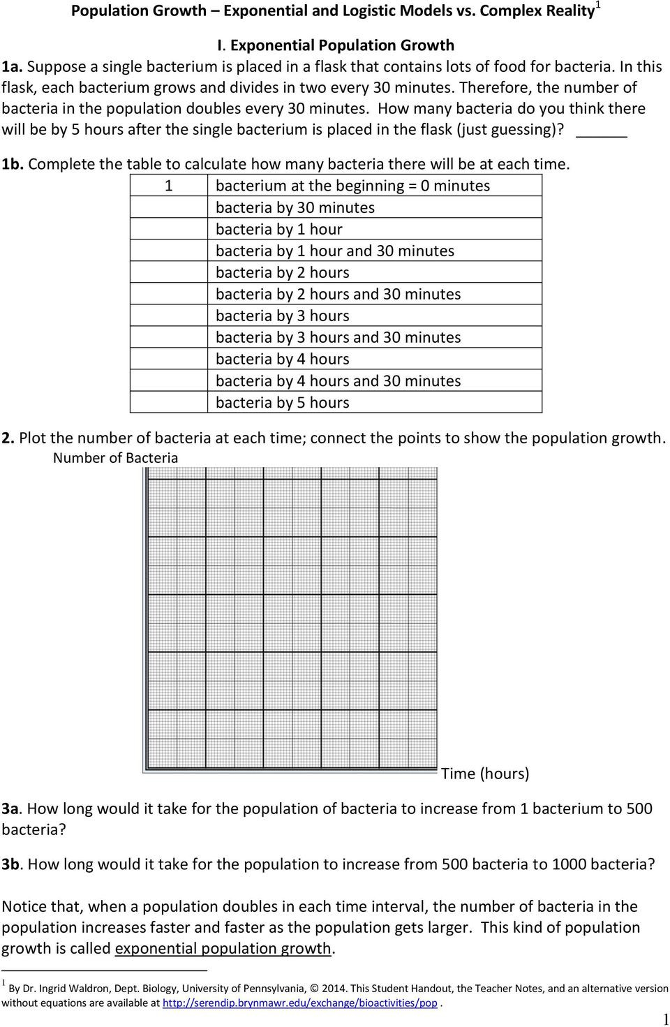 Population Growth Worksheet Answers Population Growth Exponential and Logistic Models Vs