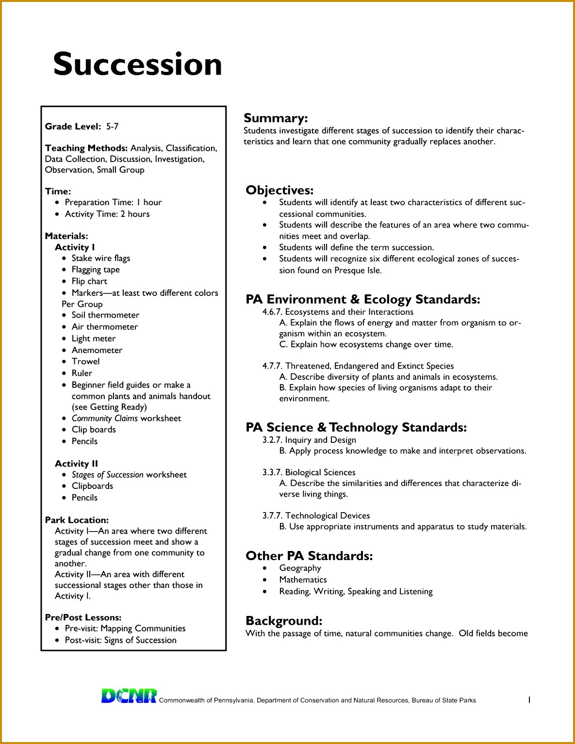 Principles Of Ecology Worksheet Answers Stages Ecological Succession Worksheet