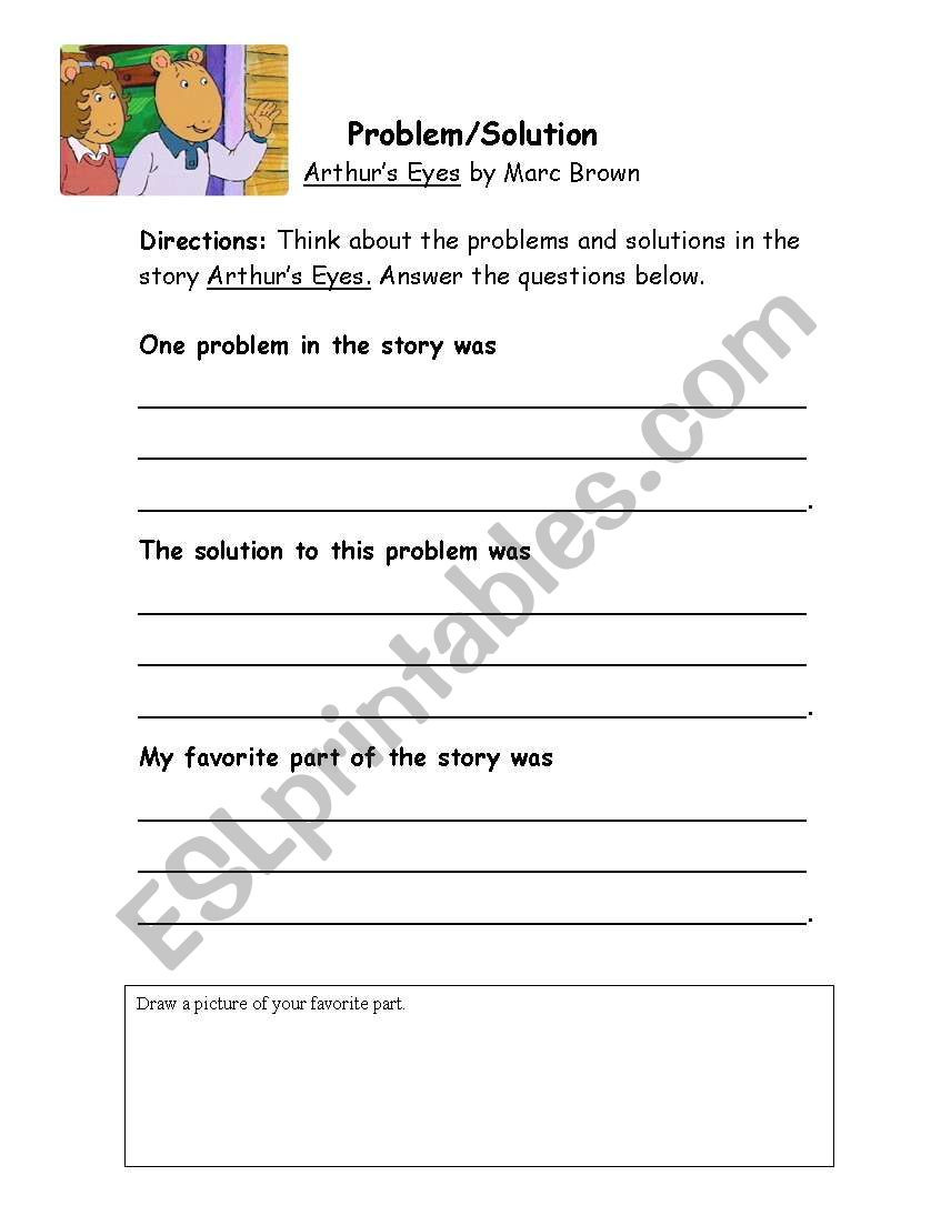 Problem and solution Worksheet English Worksheets Problem solution Worksheet for Authur´s Eyes